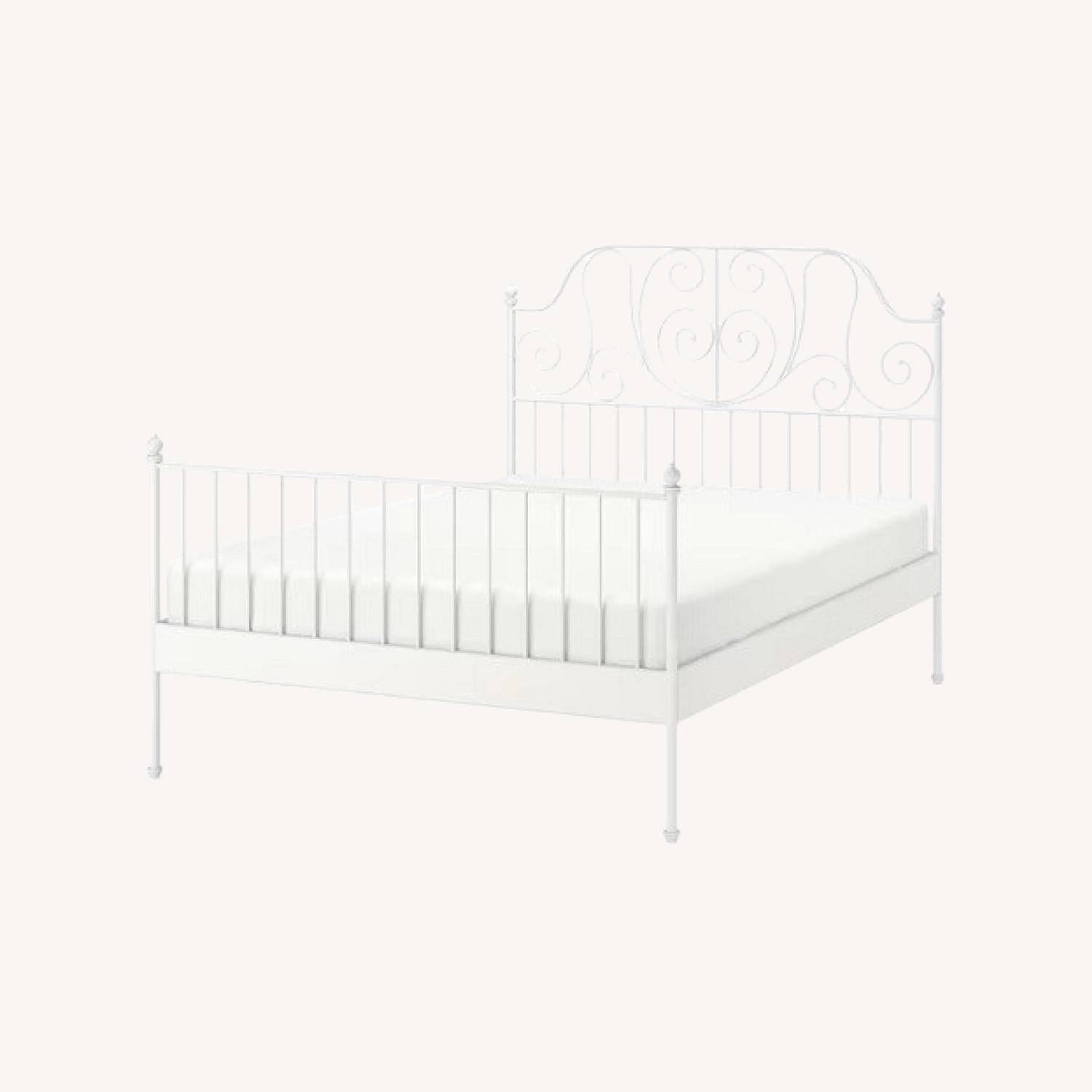 IKEA White Metal Queen Size Bed Frame AptDeco