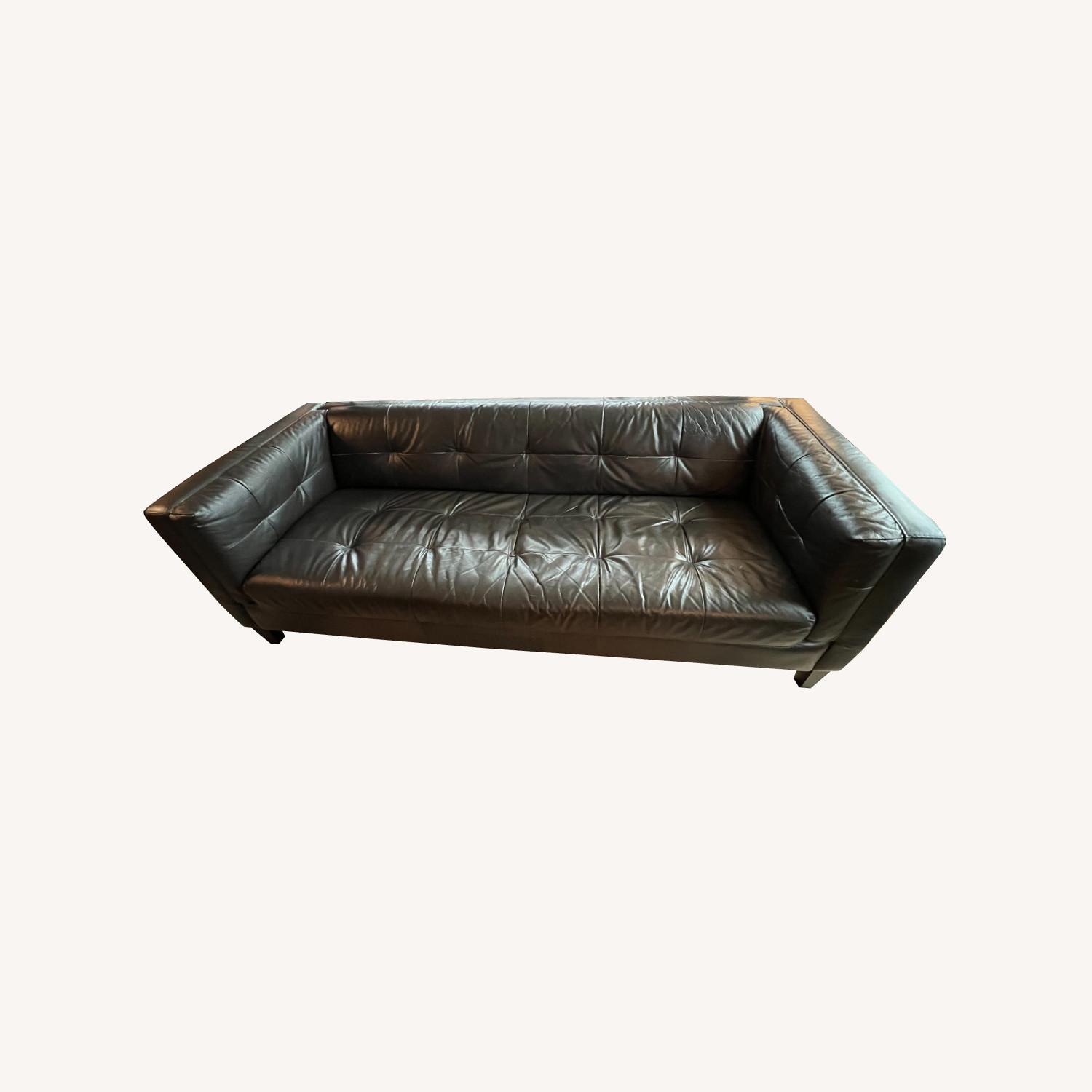 Raymour & Flanigan Bartolo Black Leather Sofa AptDeco