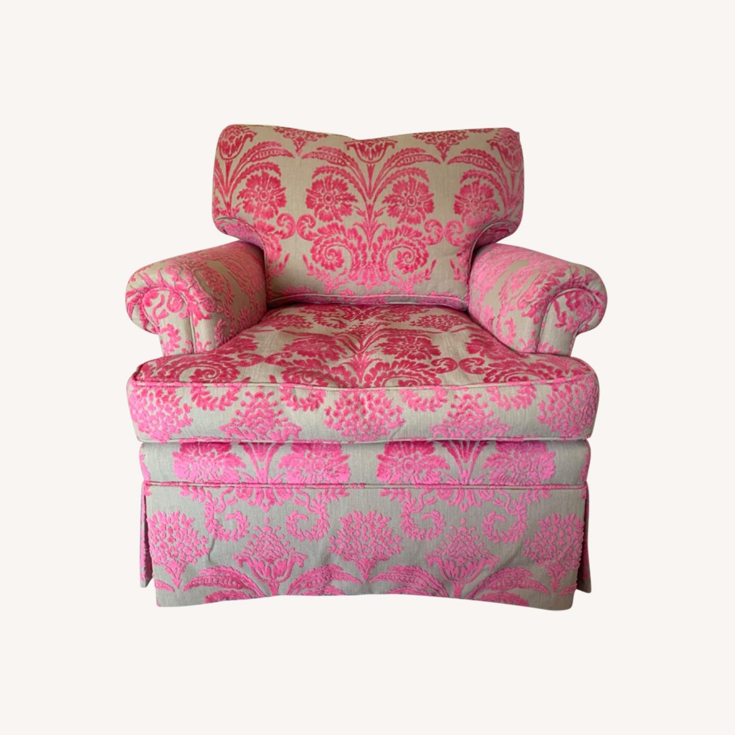 Pink and Beige Damask Chair and a Half - image-0