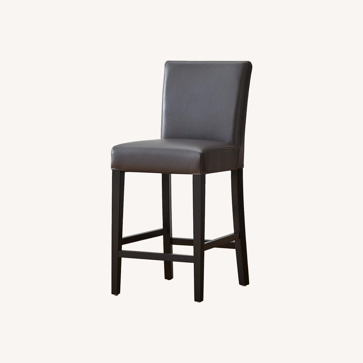 Crate & Barrel Lowe Smoke Leather Counter Stools AptDeco