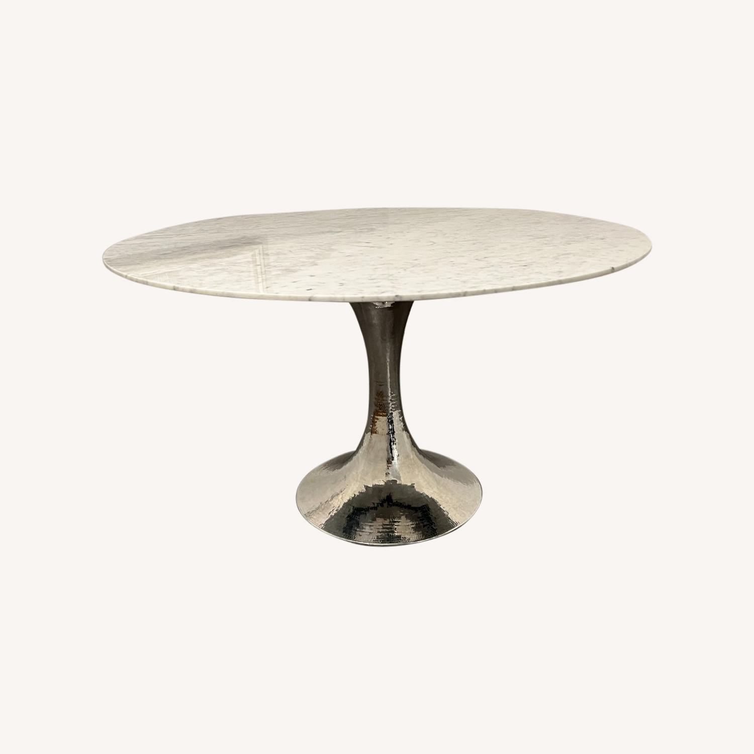 52 Marble Top Dining Table With Metal Base - image-0