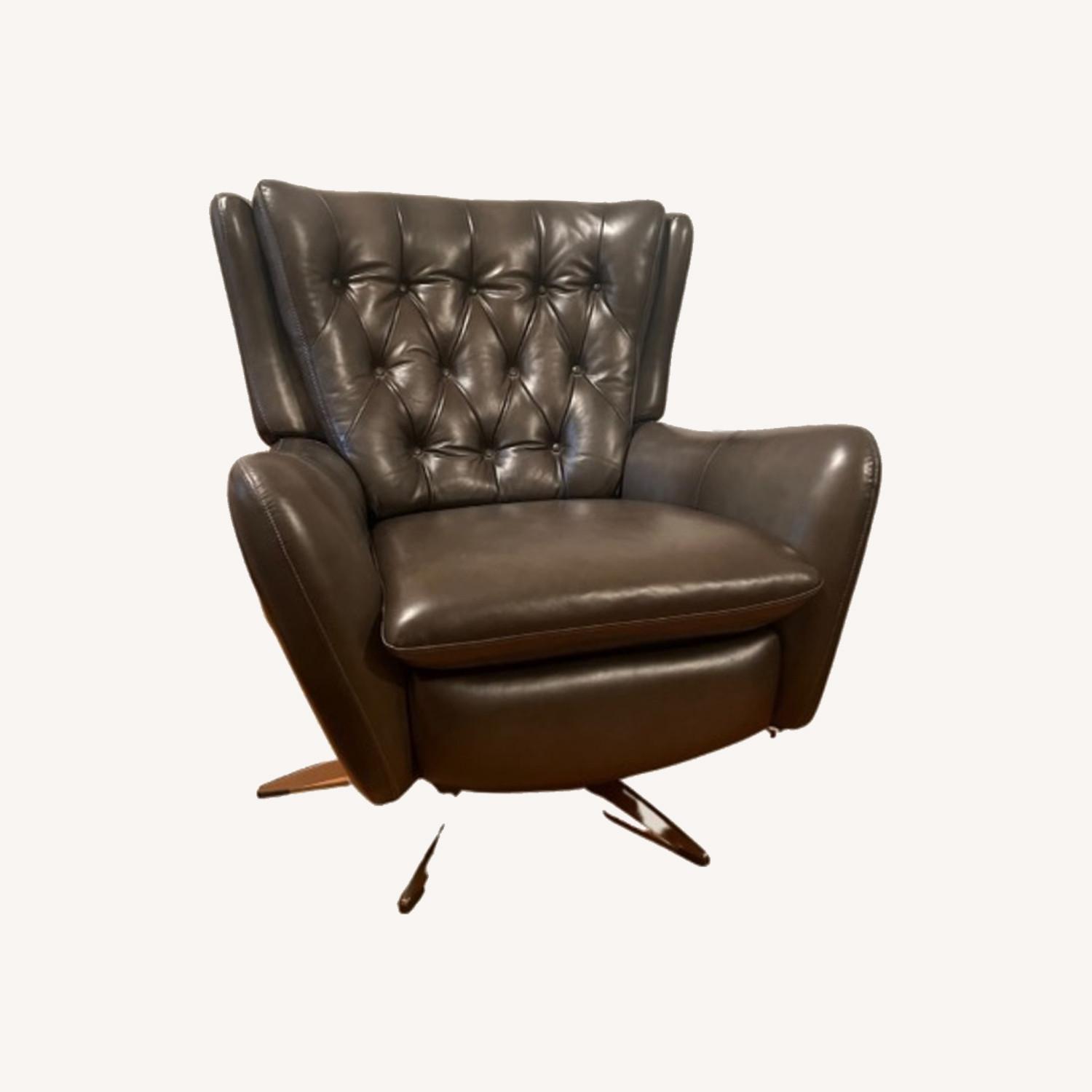 Pottery Barn Dark Grey Swivel Recliner AptDeco