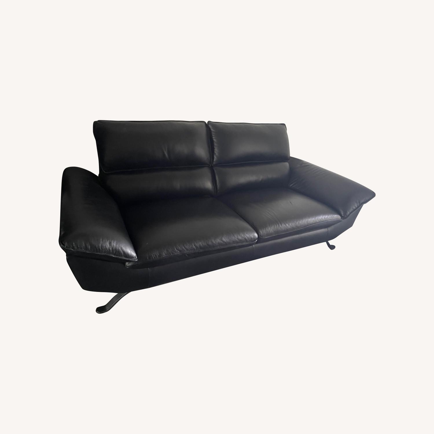 Black Genuine Leather Sofa - image-0