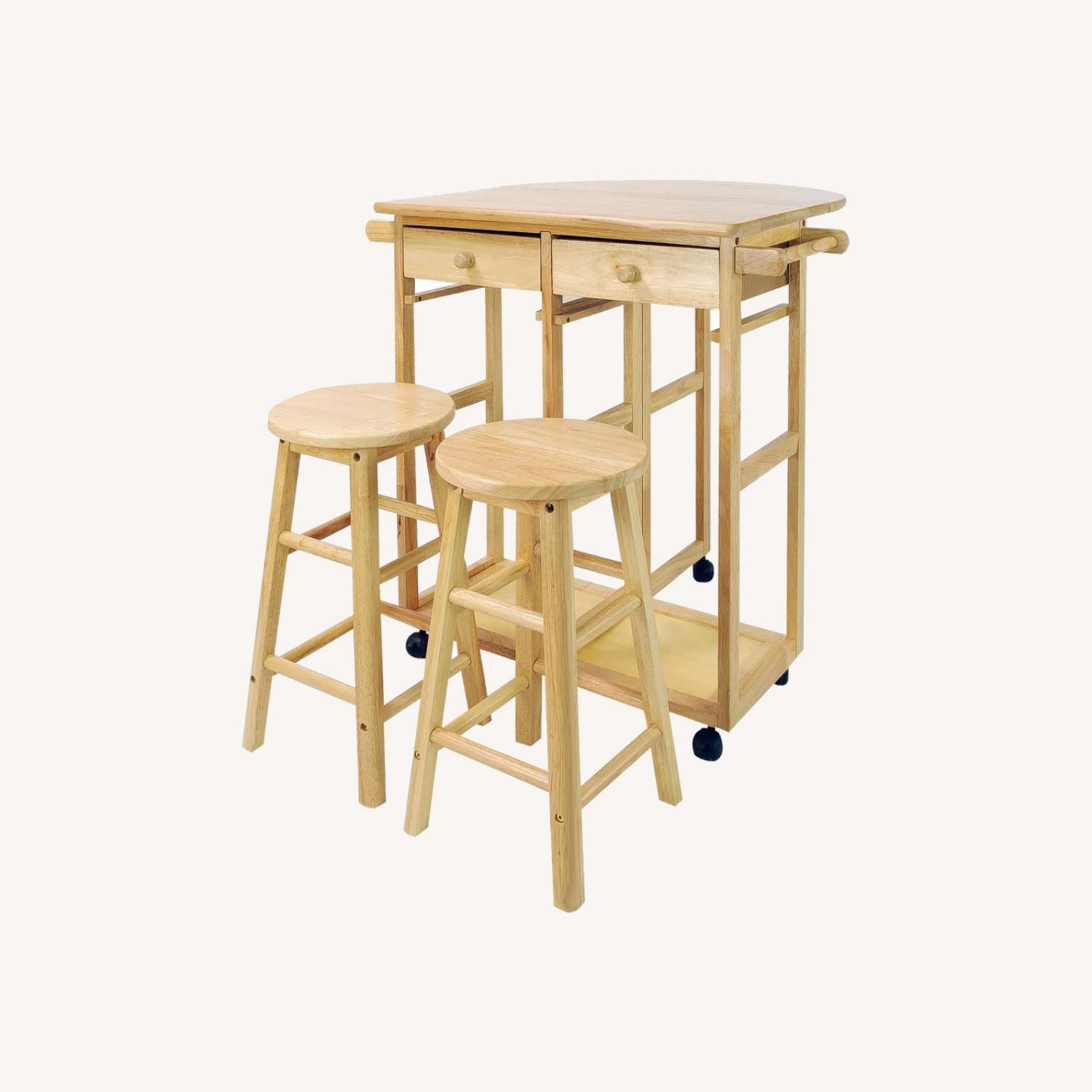 Overstock Breakfast Cart with Drop Leaf Table - image-0
