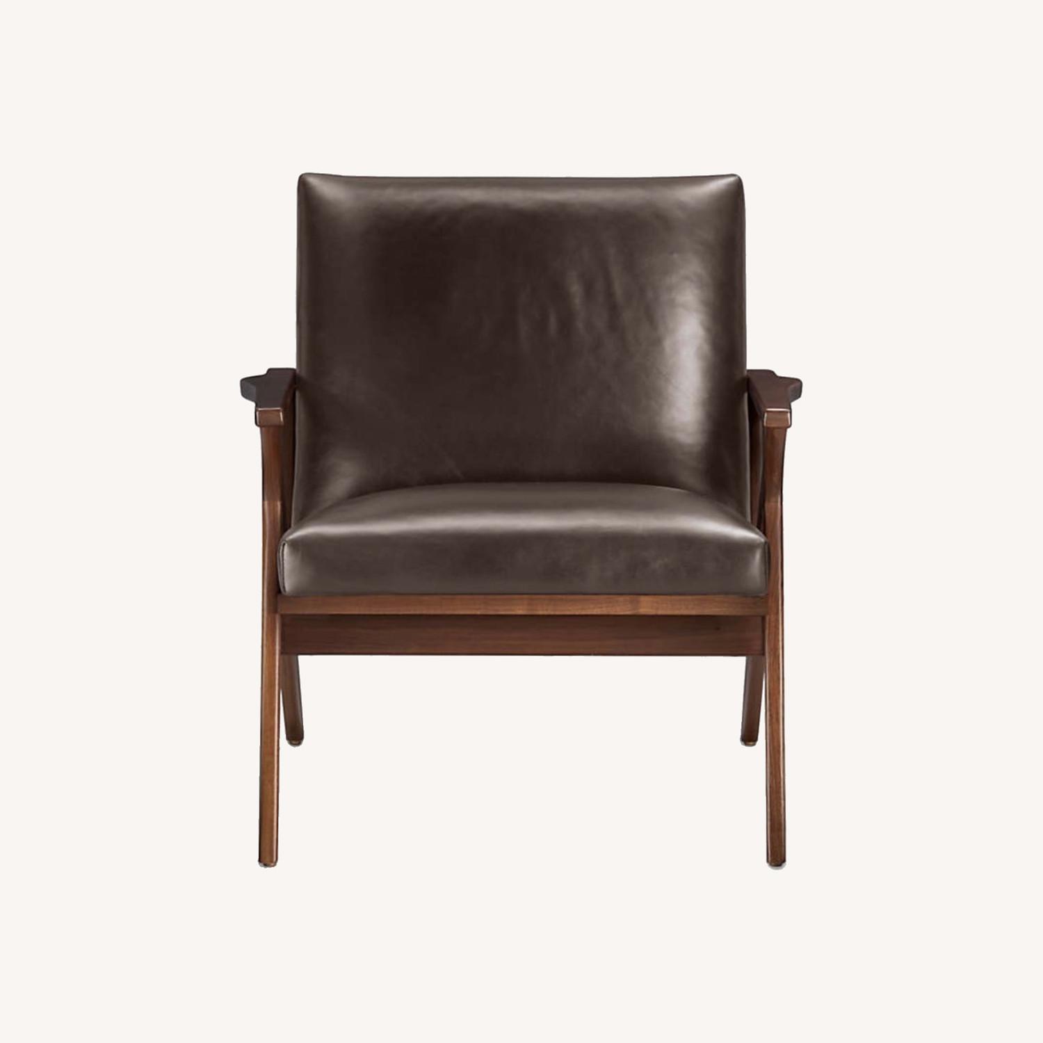 Crate and Barrel Cavett Leather Wood Chair AptDeco