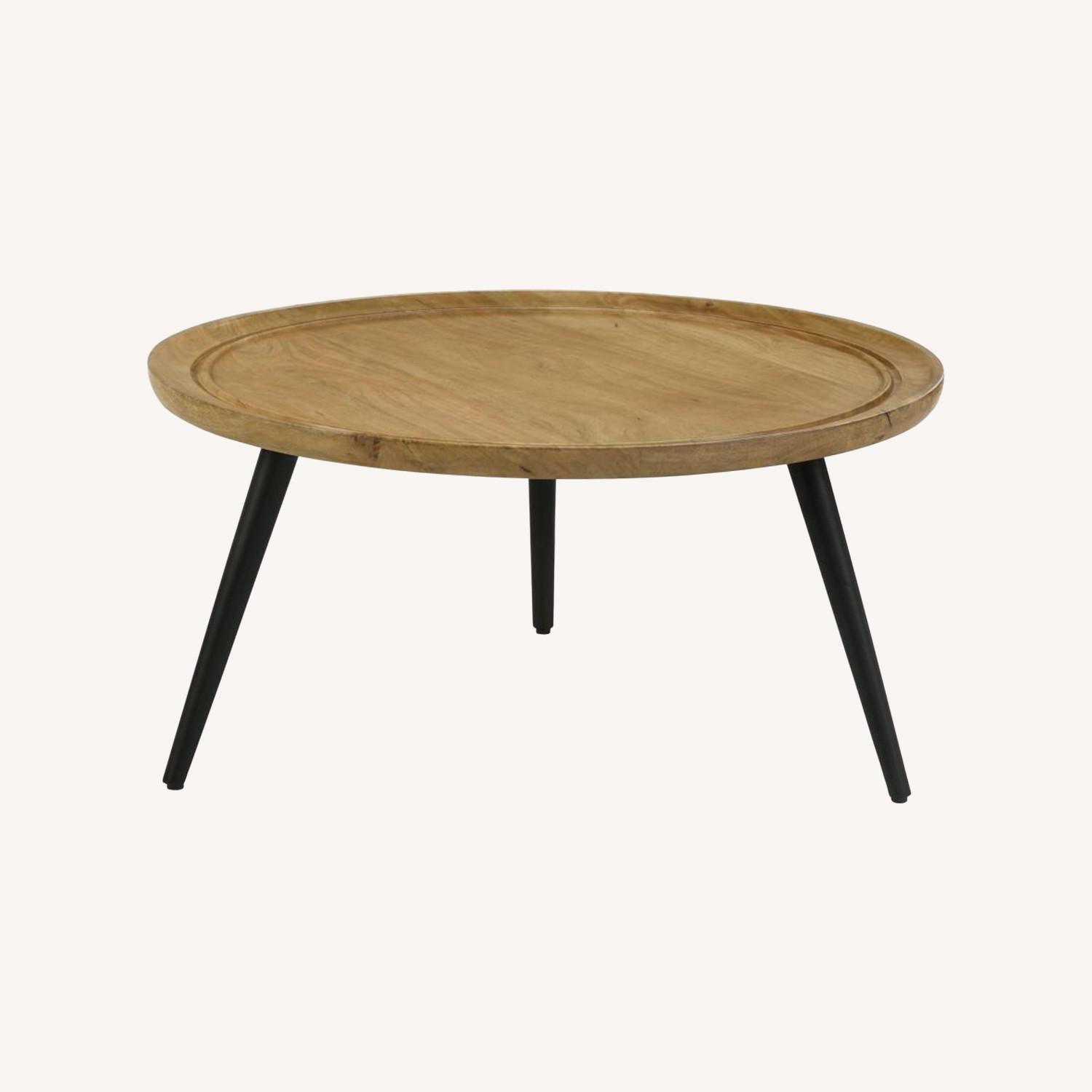 Coffee Table In Natural Mango Wood & Black Legs AptDeco