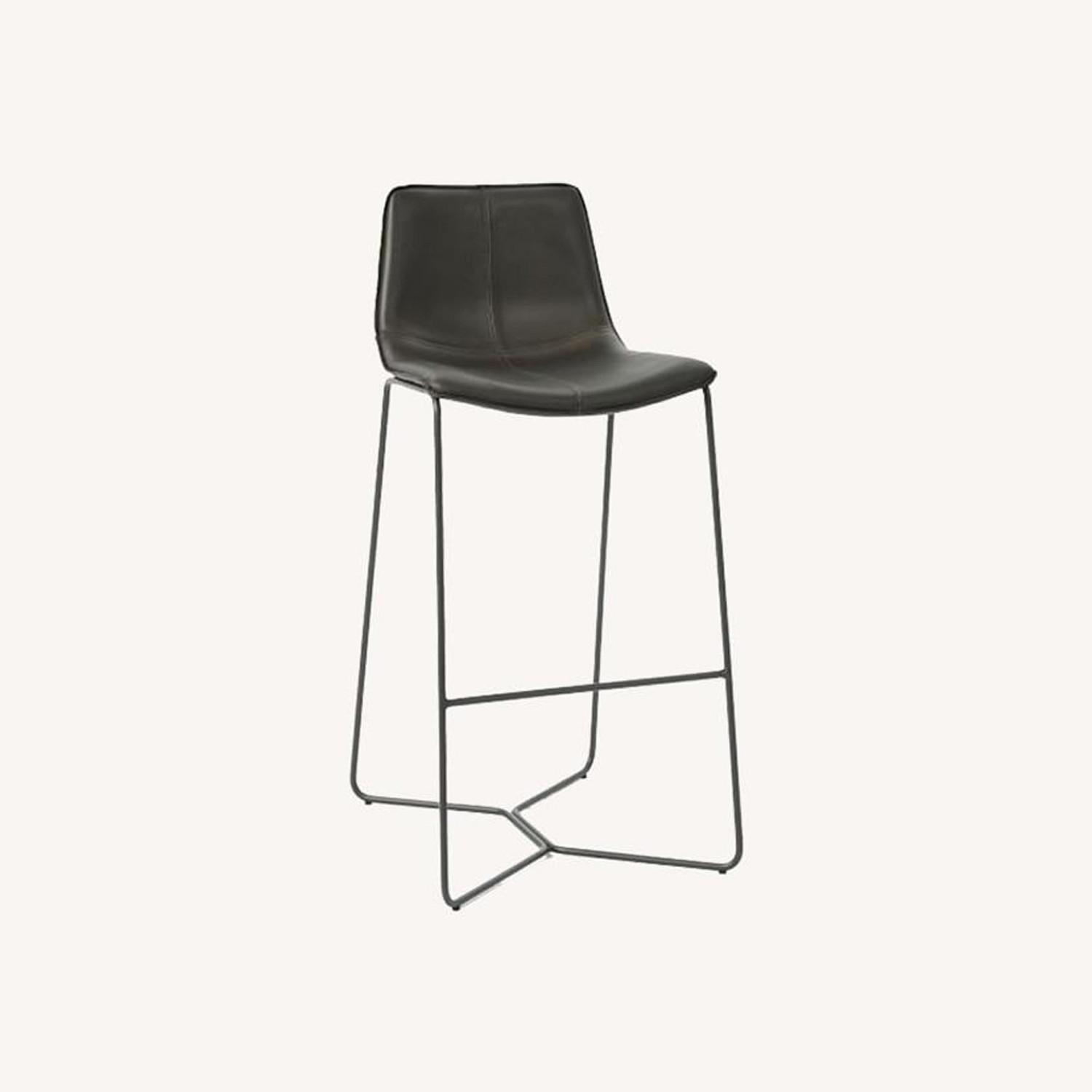 West Elm Slope Leather Bar Stool AptDeco