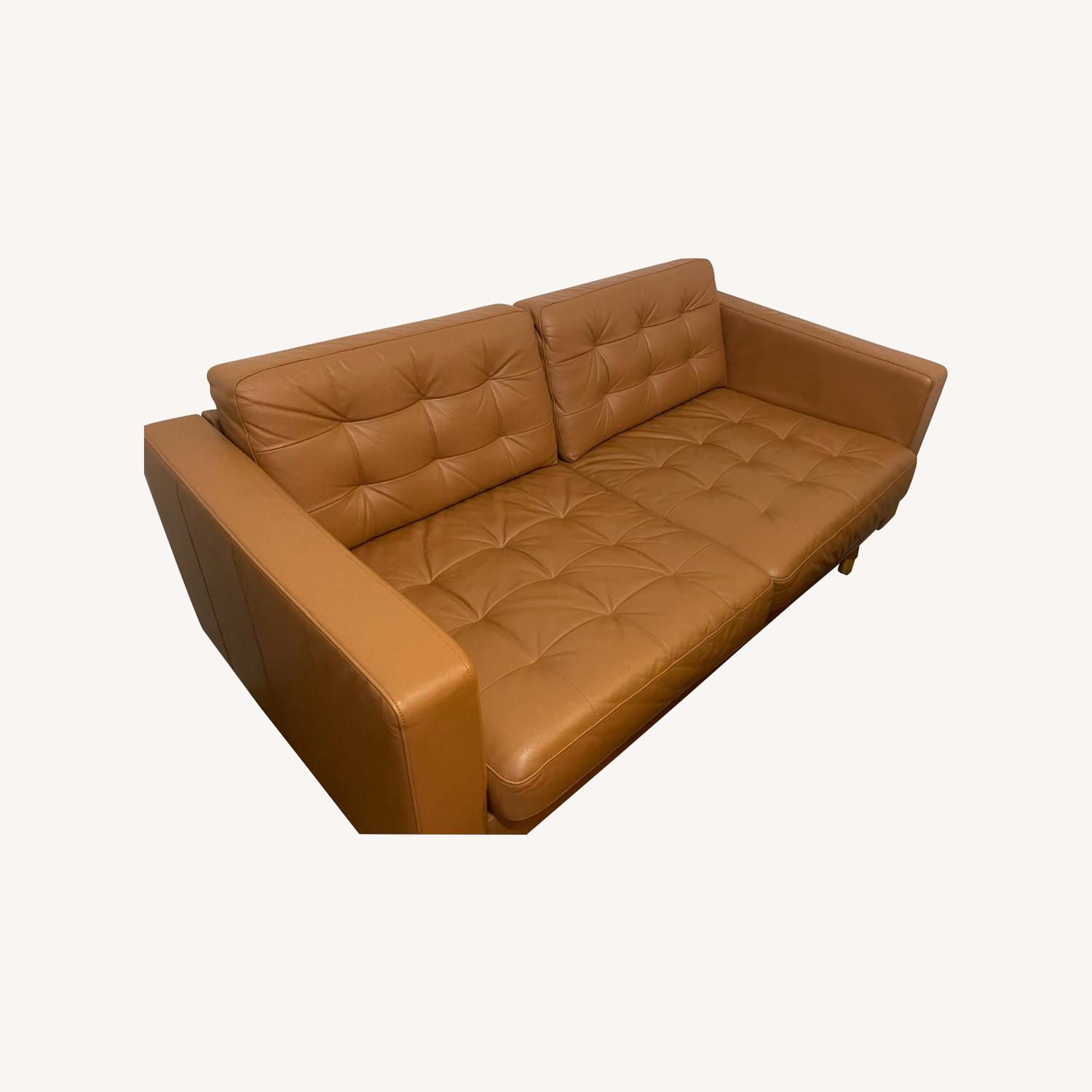 IKEA Morabo Loveseat Sofa Golden Brown Wood - image-0
