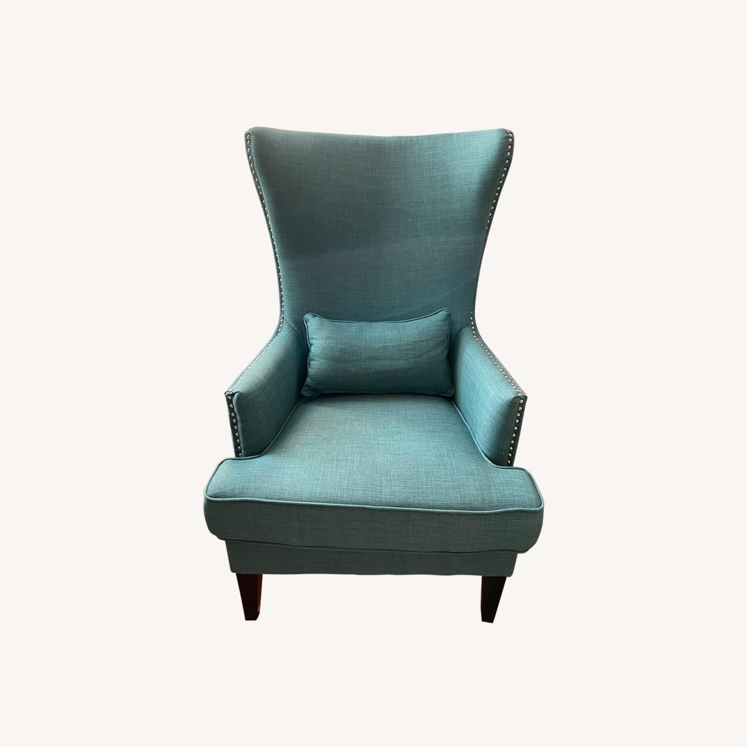Raymour & Flannigan Teal Wingback Chairs AptDeco
