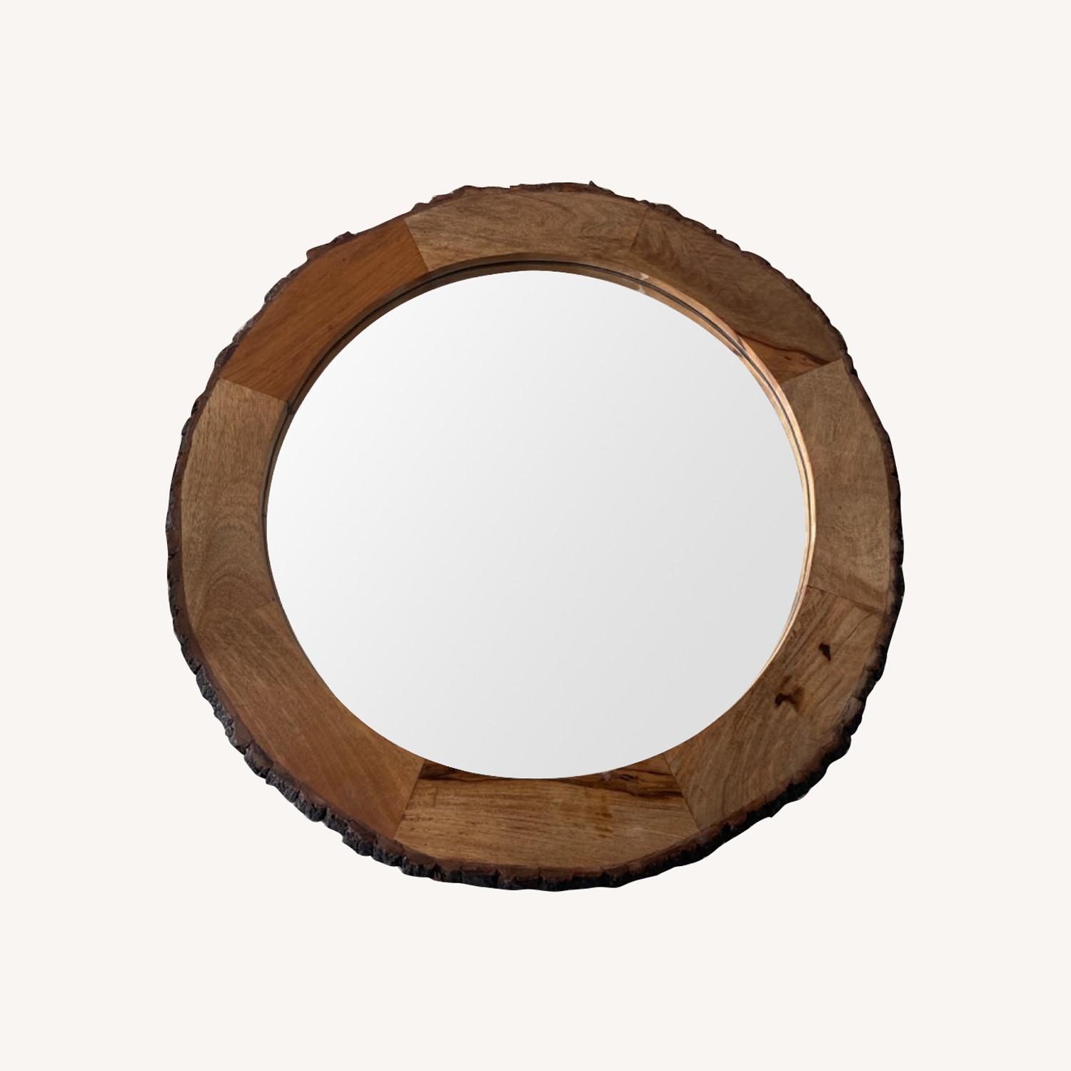 Large Solid Wood Circle Mirror - image-0