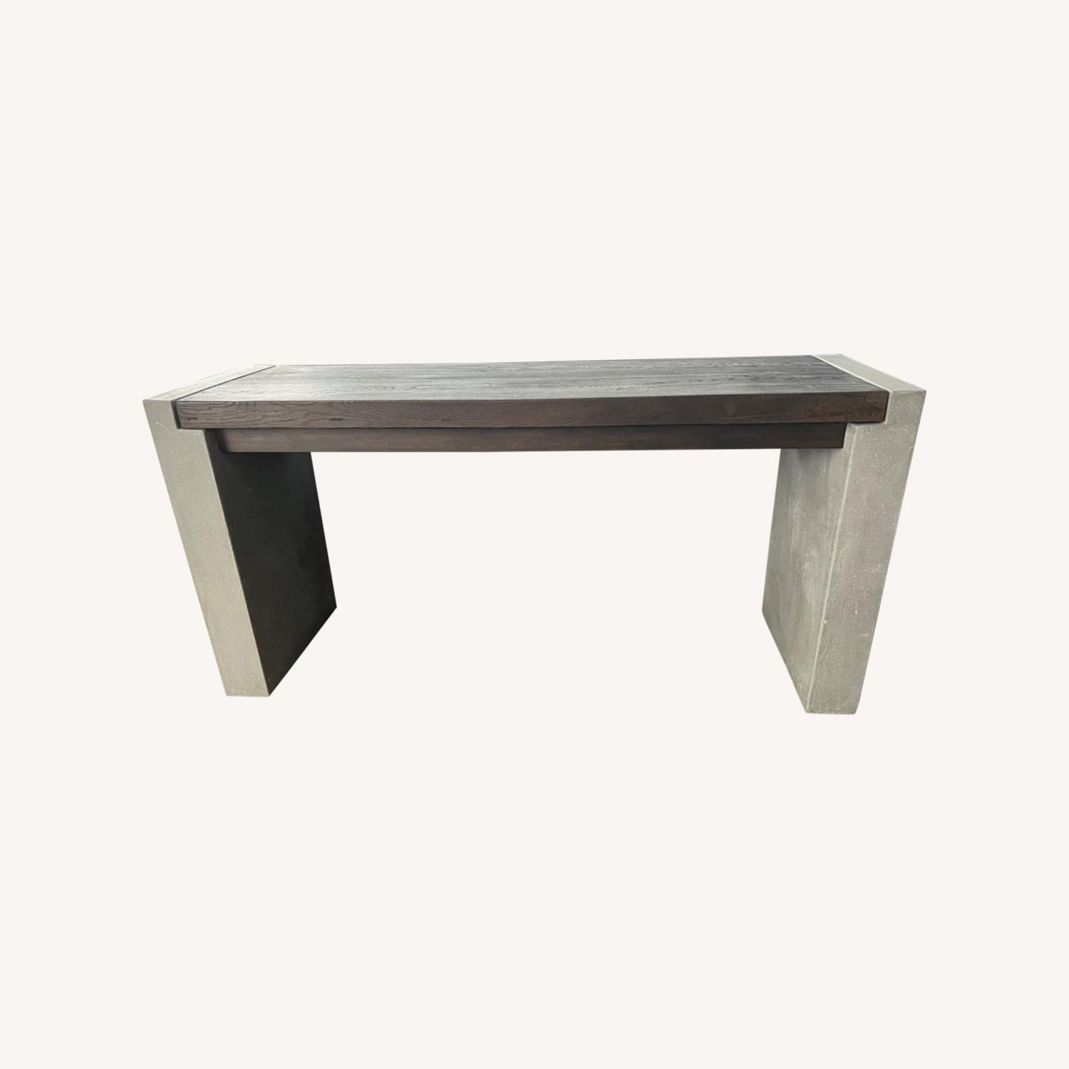 Two RH Concrete and Wood Console Tables - image-0