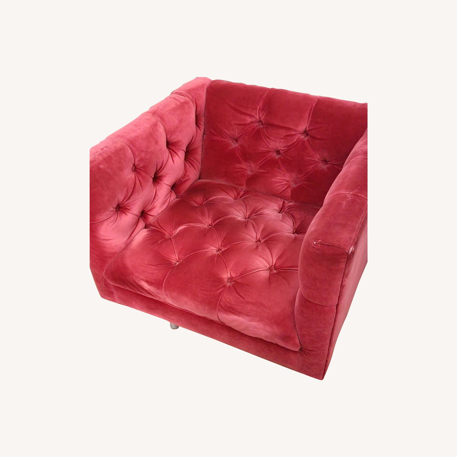 Jonathan Adler Baxter Custom Swivel Red Chair - image-5