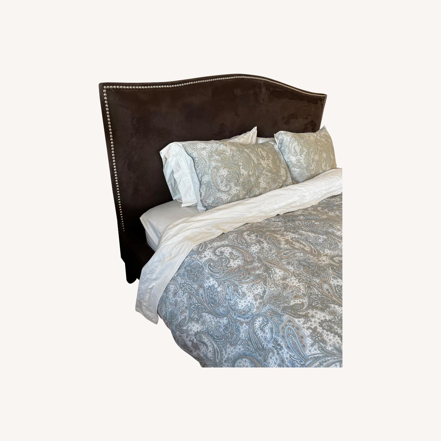 Crate & Barrel Suede King Bed AptDeco