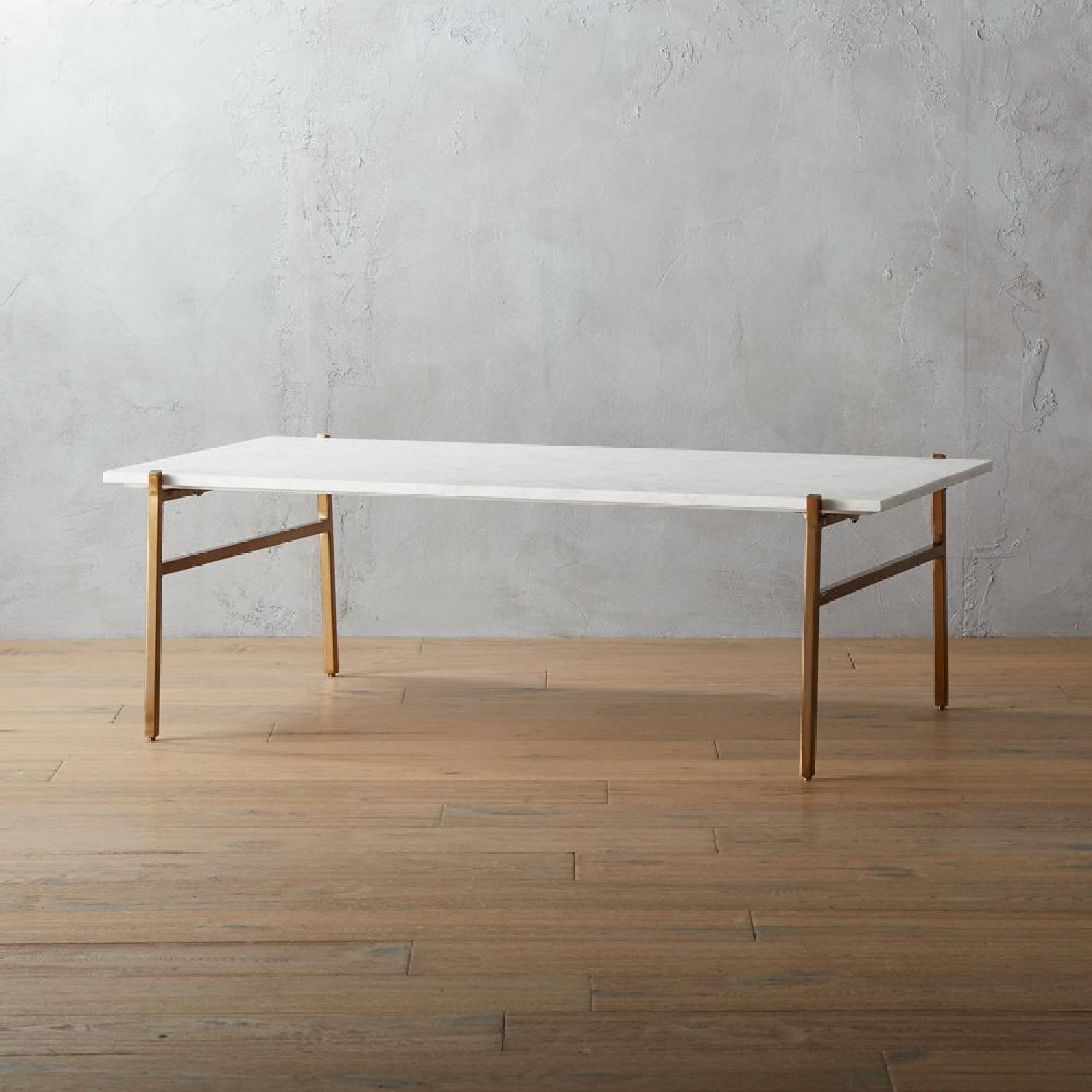 CB2 White Marble Coffee Table with Brass Base - image-8