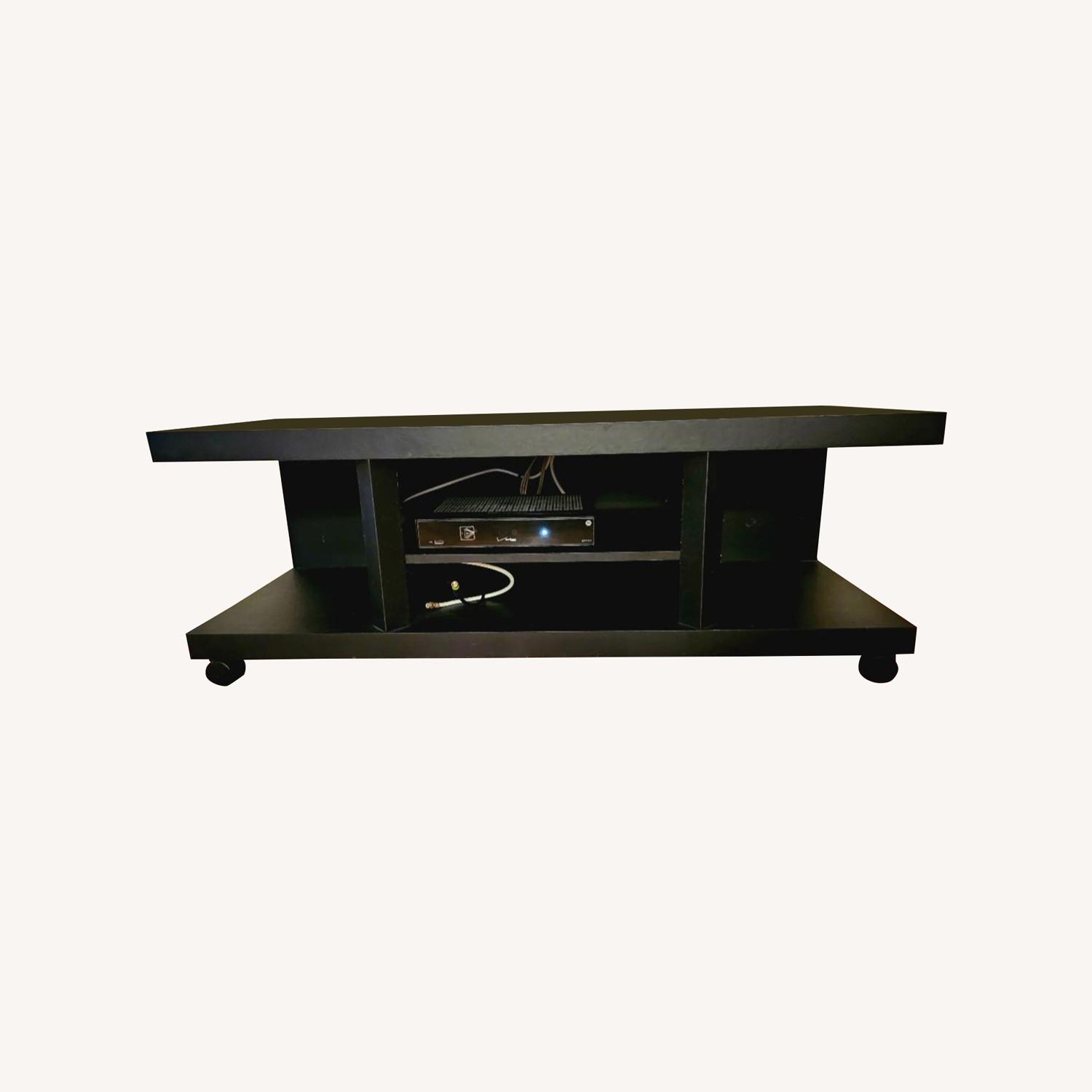 IKEA Black TV Stand With Wheels AptDeco