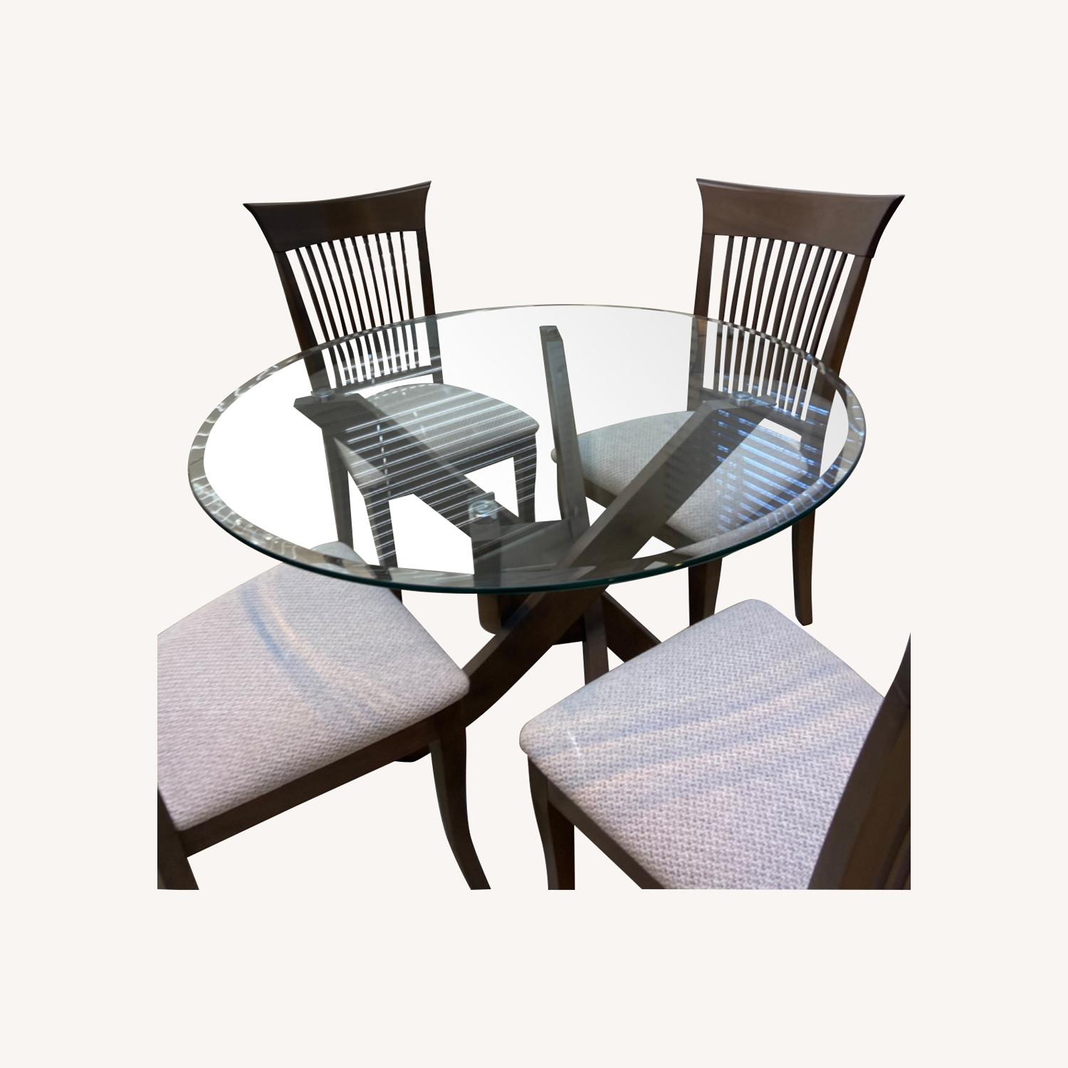 Taylor Made Custom Glass & Wood Dining Table & 4 Wood Chairs AptDeco