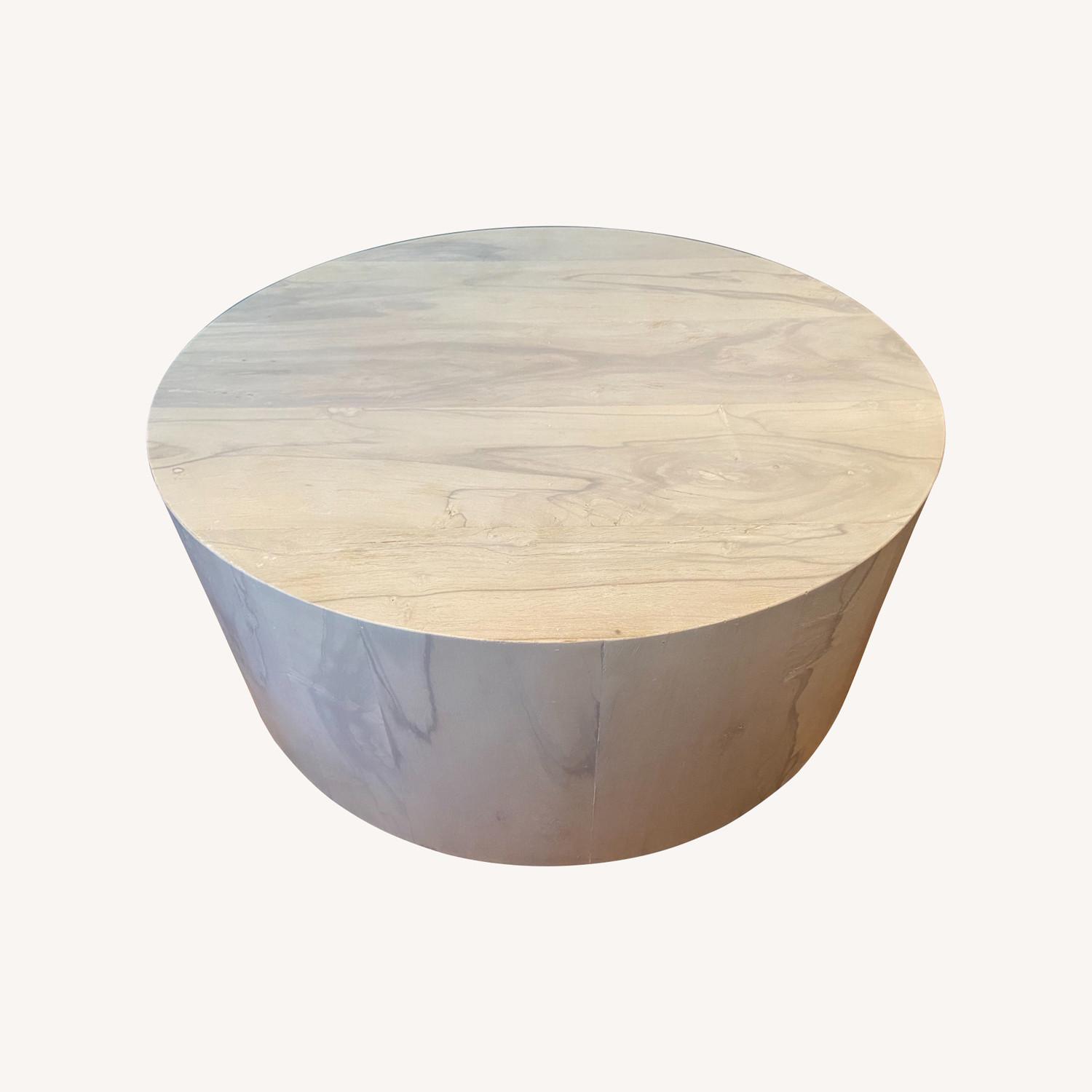 West Elm Circular Coffee Table in Light Natural Wood AptDeco
