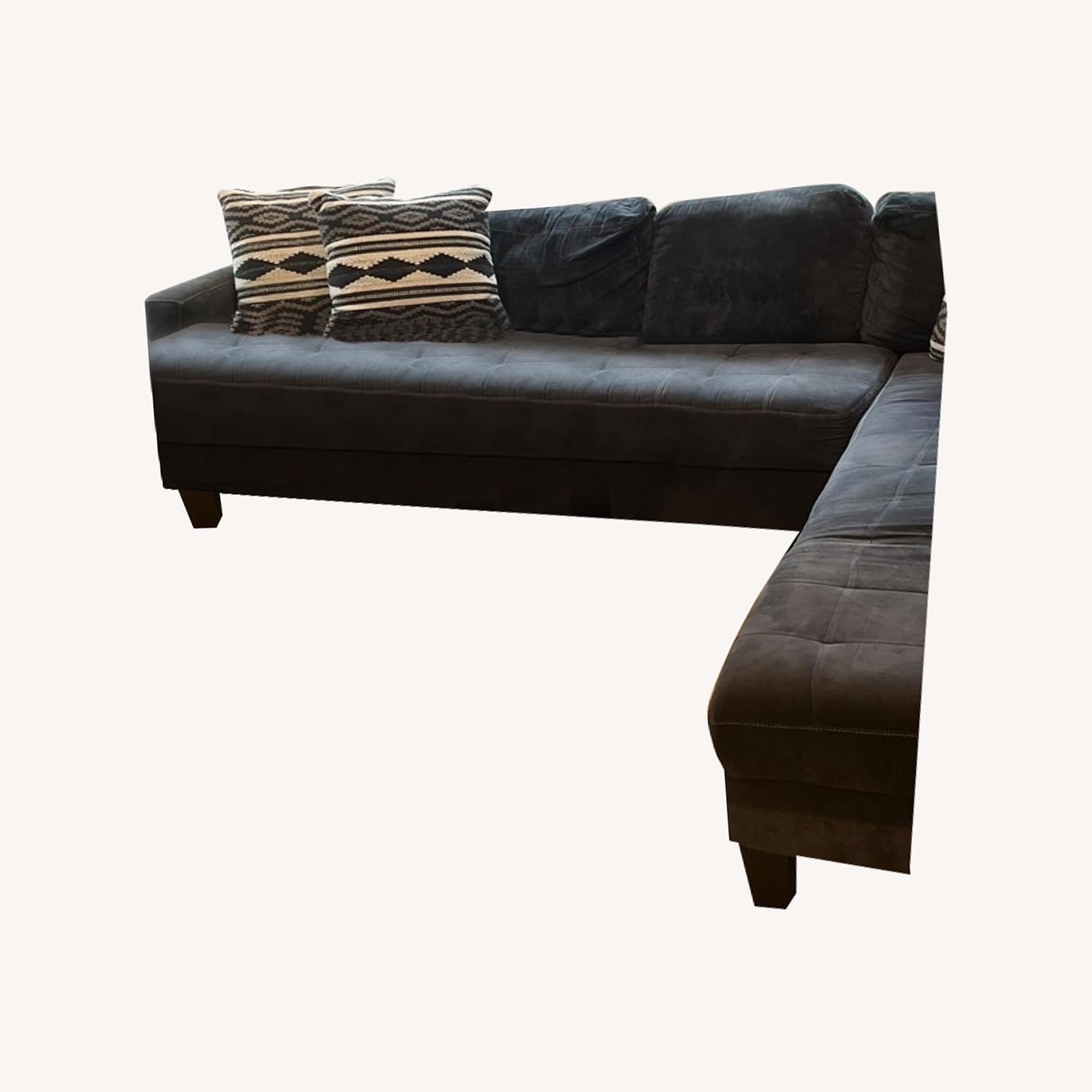 Macy's Grey Microfiber L Shape Sofa AptDeco