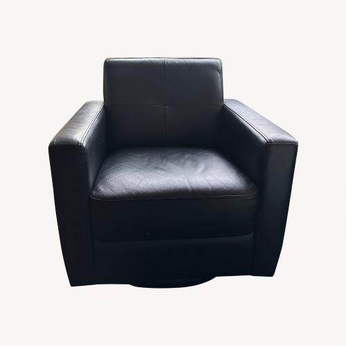 Used Black Faux Leather Swivel Armchair for sale on AptDeco