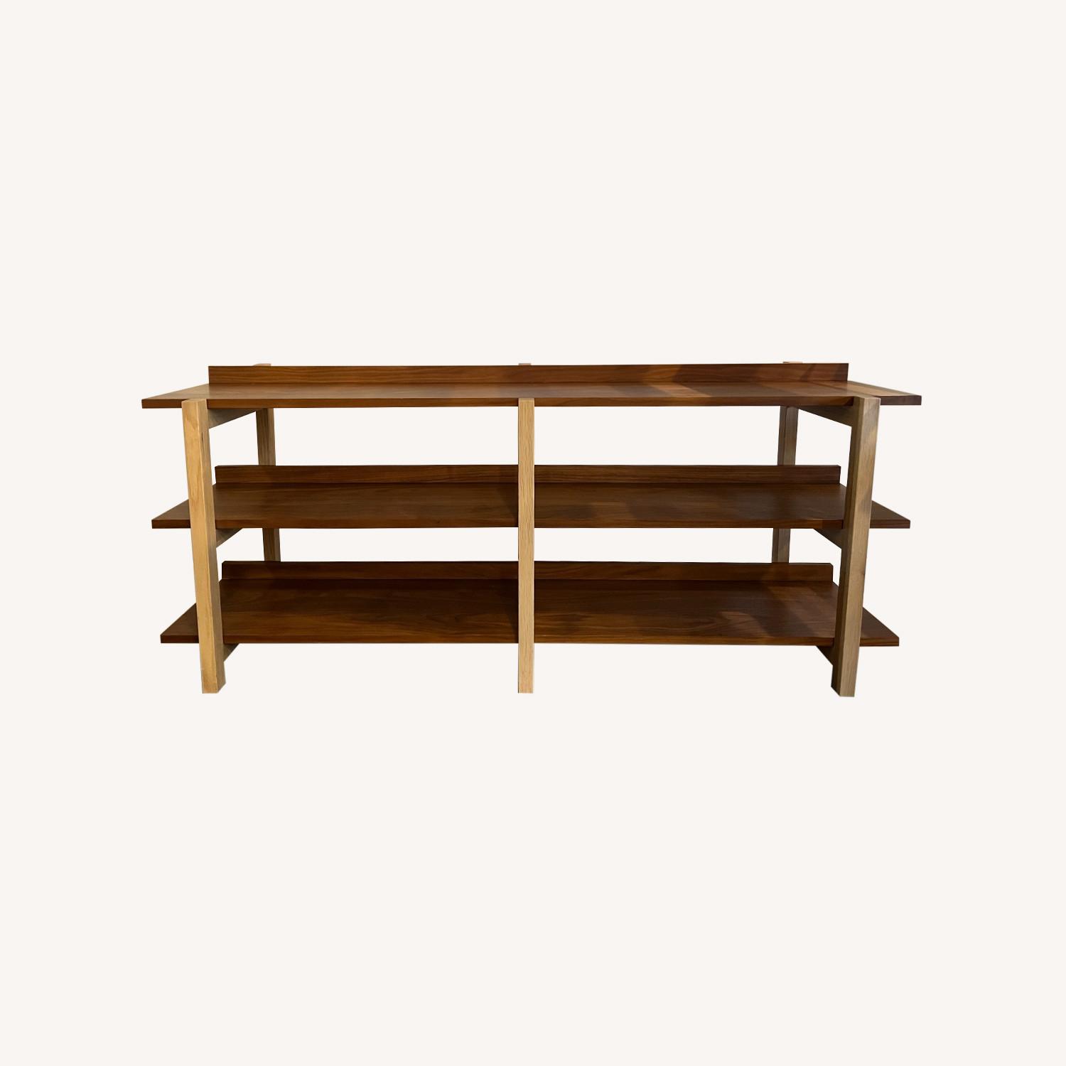 CB2 Stax Brown Wood Console AptDeco