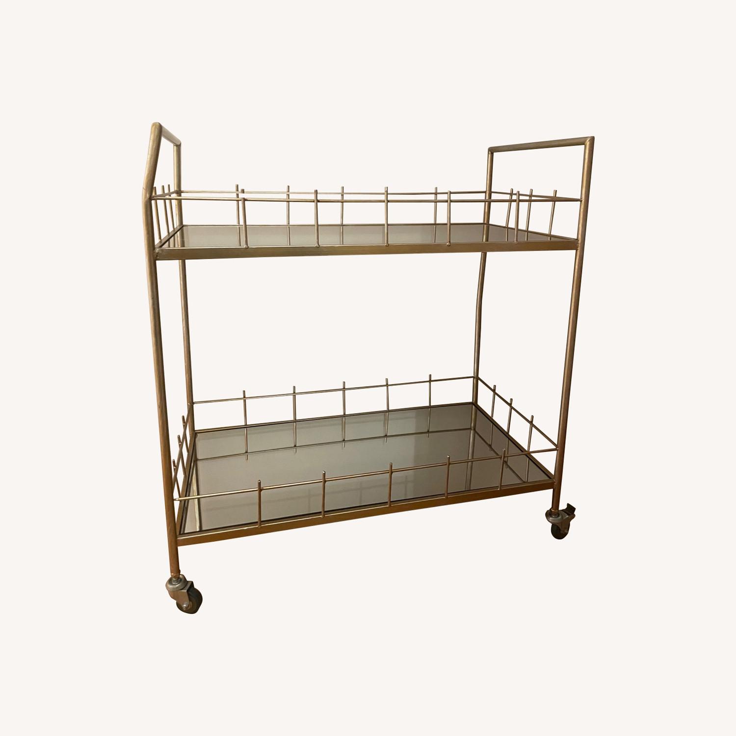 One King's Lane Gold and Mirror Bar Cart - image-0