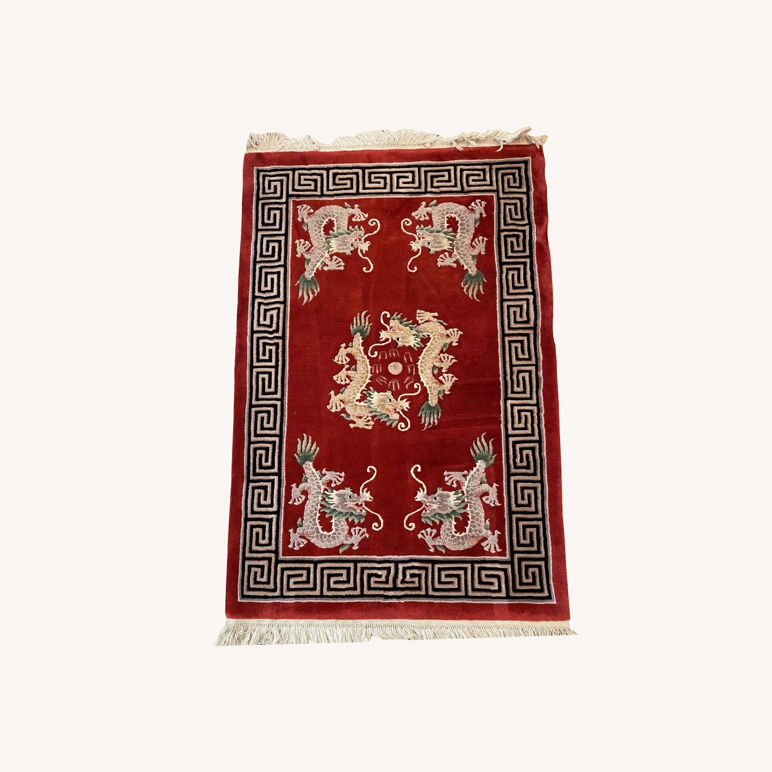 Original Vintage Art Deco Beijing Dragon Rug 4'x6' - image-0