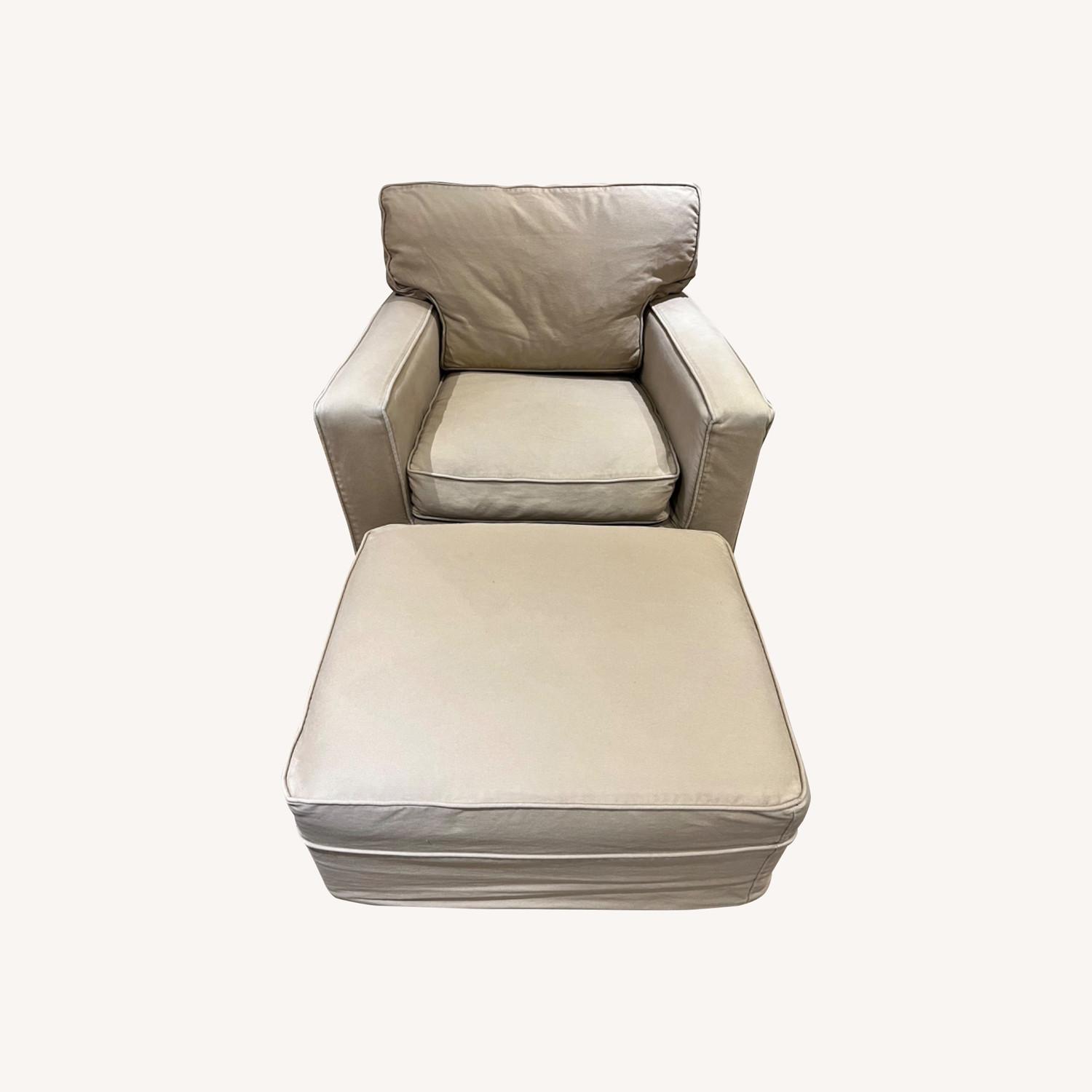 Classic Pottery Barn Chair and Ottoman - image-0