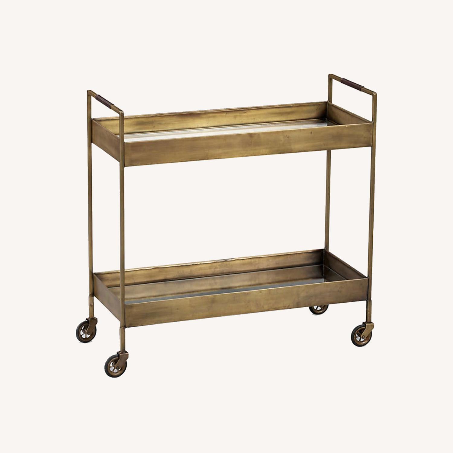 Crate & Barrel Antique Bronze Bar Cart AptDeco