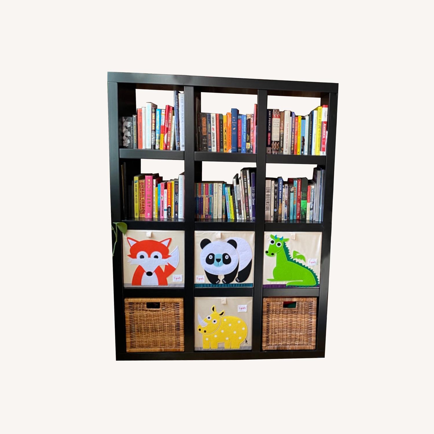 West Elm Black Storage Unit and Bookcase AptDeco
