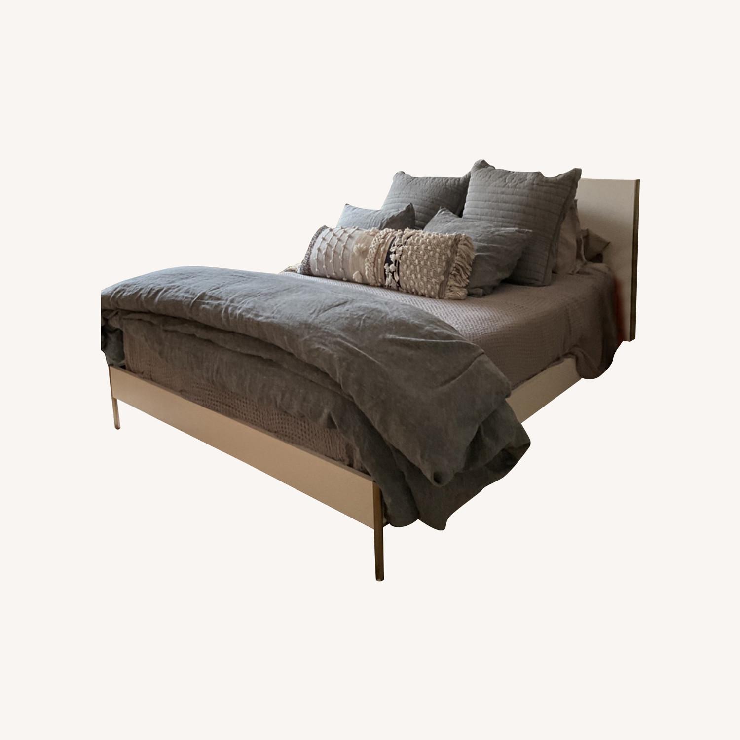 West Elm White and Gold Queen Bed AptDeco