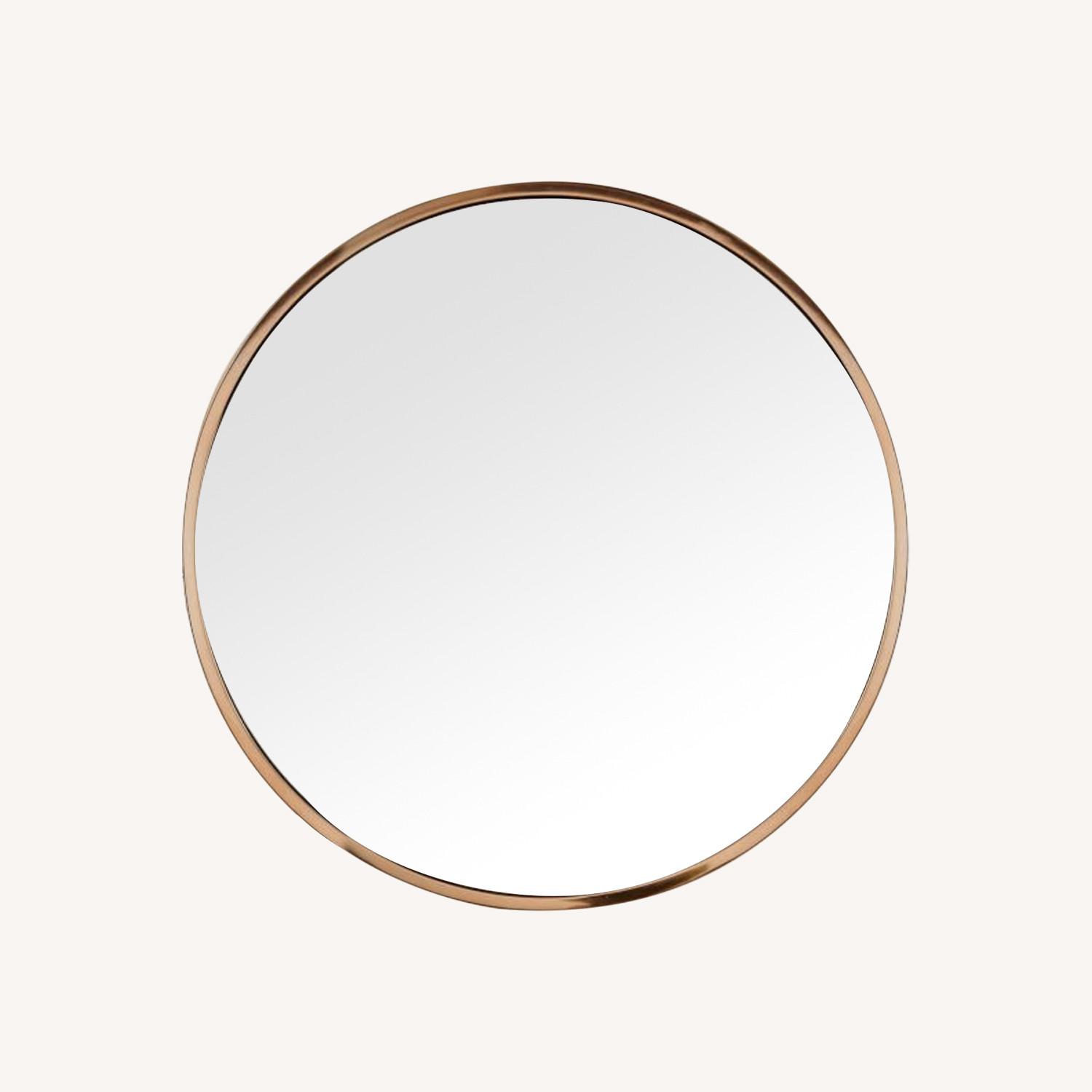 West Elm 30" Metal Frame Round Mirror, Rose Gold AptDeco