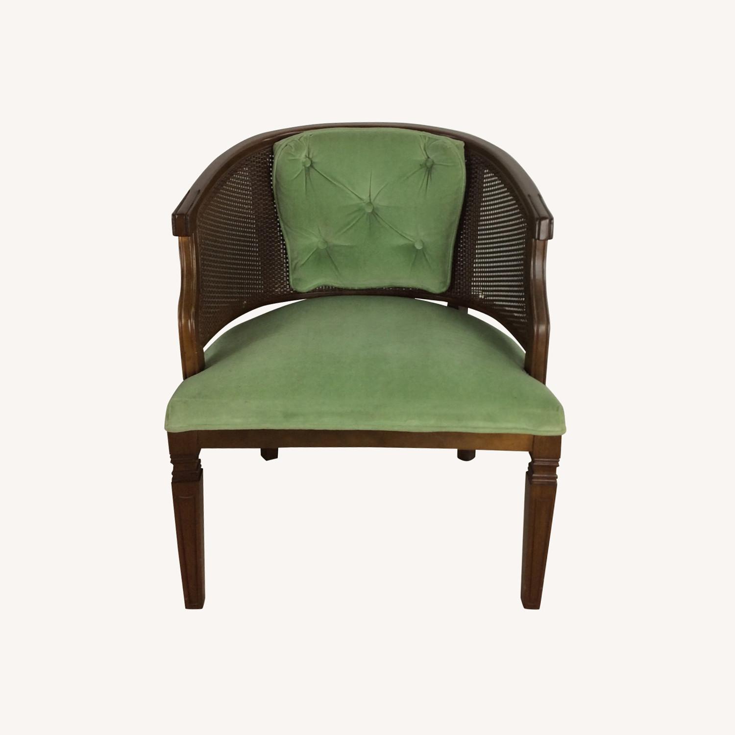 Pair of MCM Accent Chairs Green Tufted Upholstery AptDeco