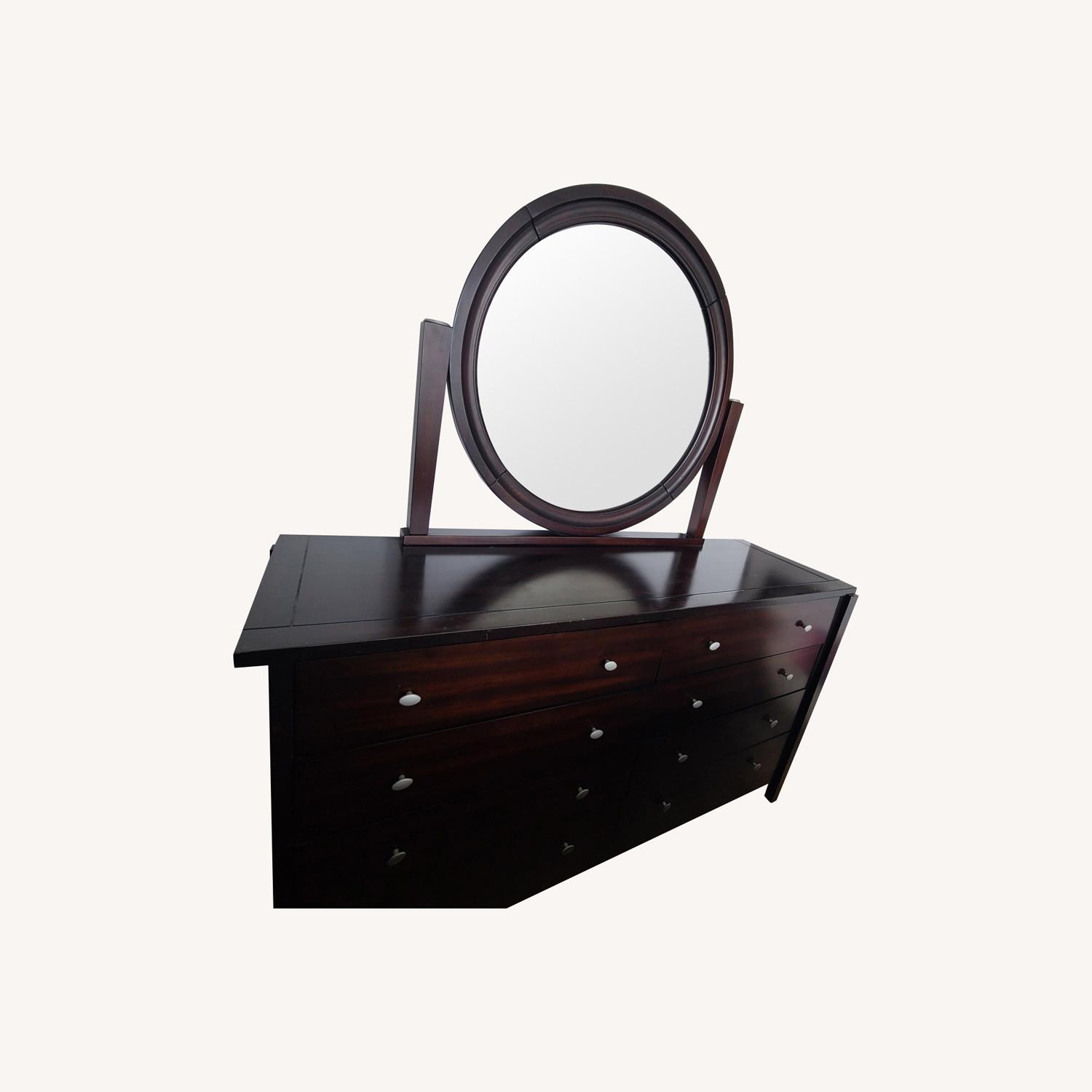 8 Drawer Wide Dresser With Attached Mirror - image-0