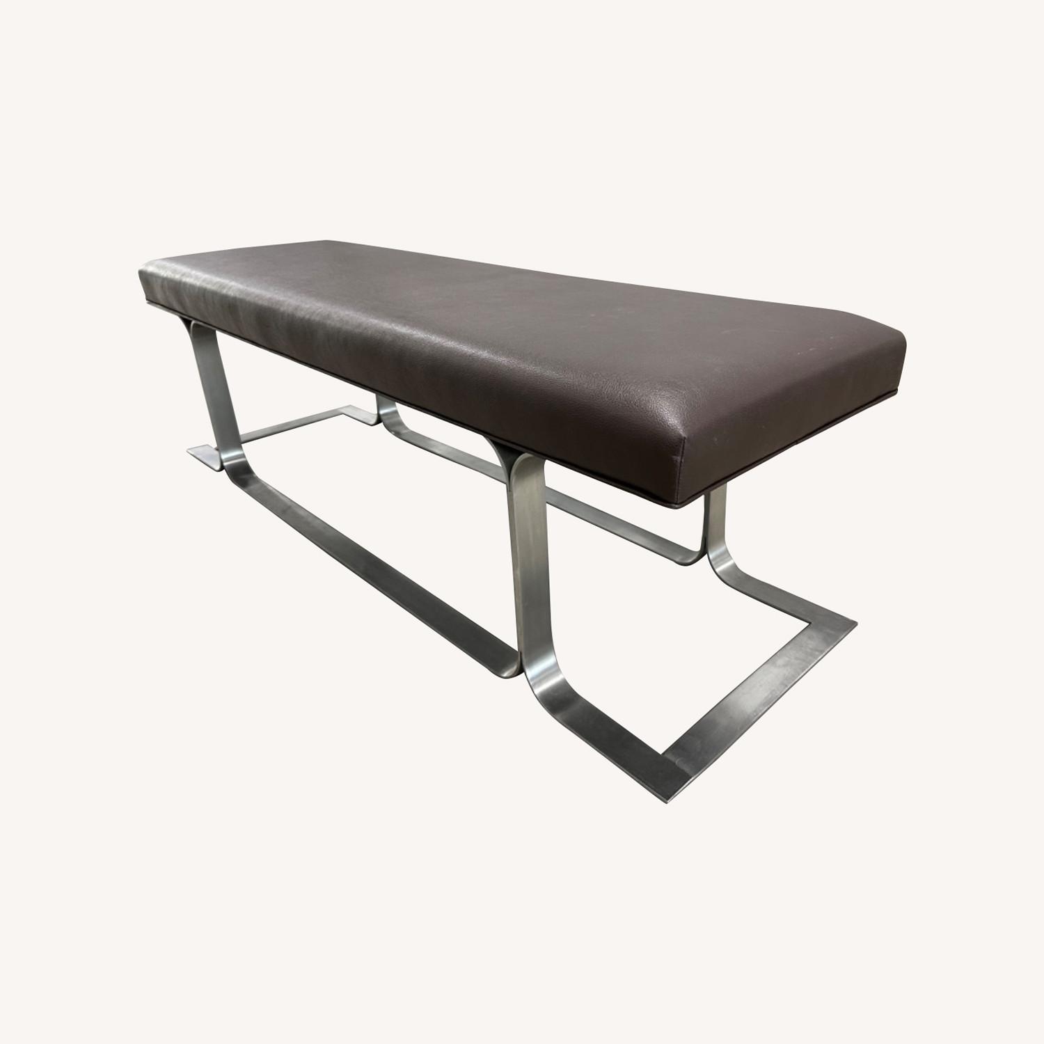 Custom Leather & Stainless Steel Bench - image-0