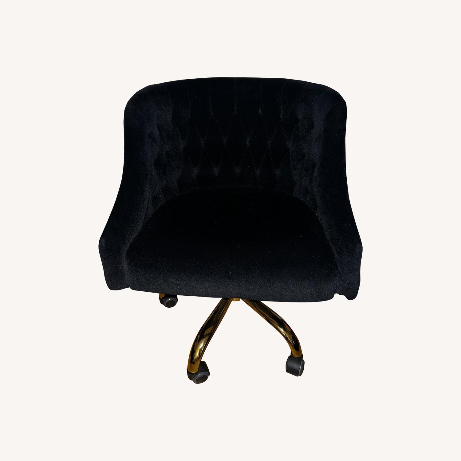 Velvet Home Office Chair with Gold Base - image-0