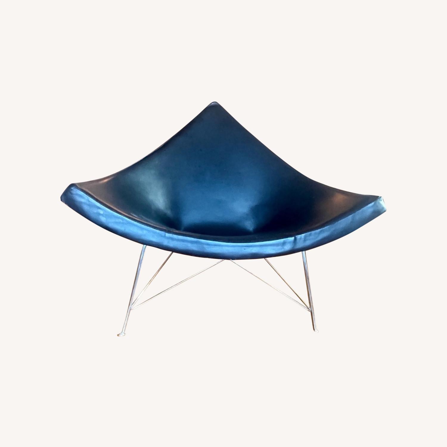 Black Leather Coconut Chair - MCM Reproduction - image-0