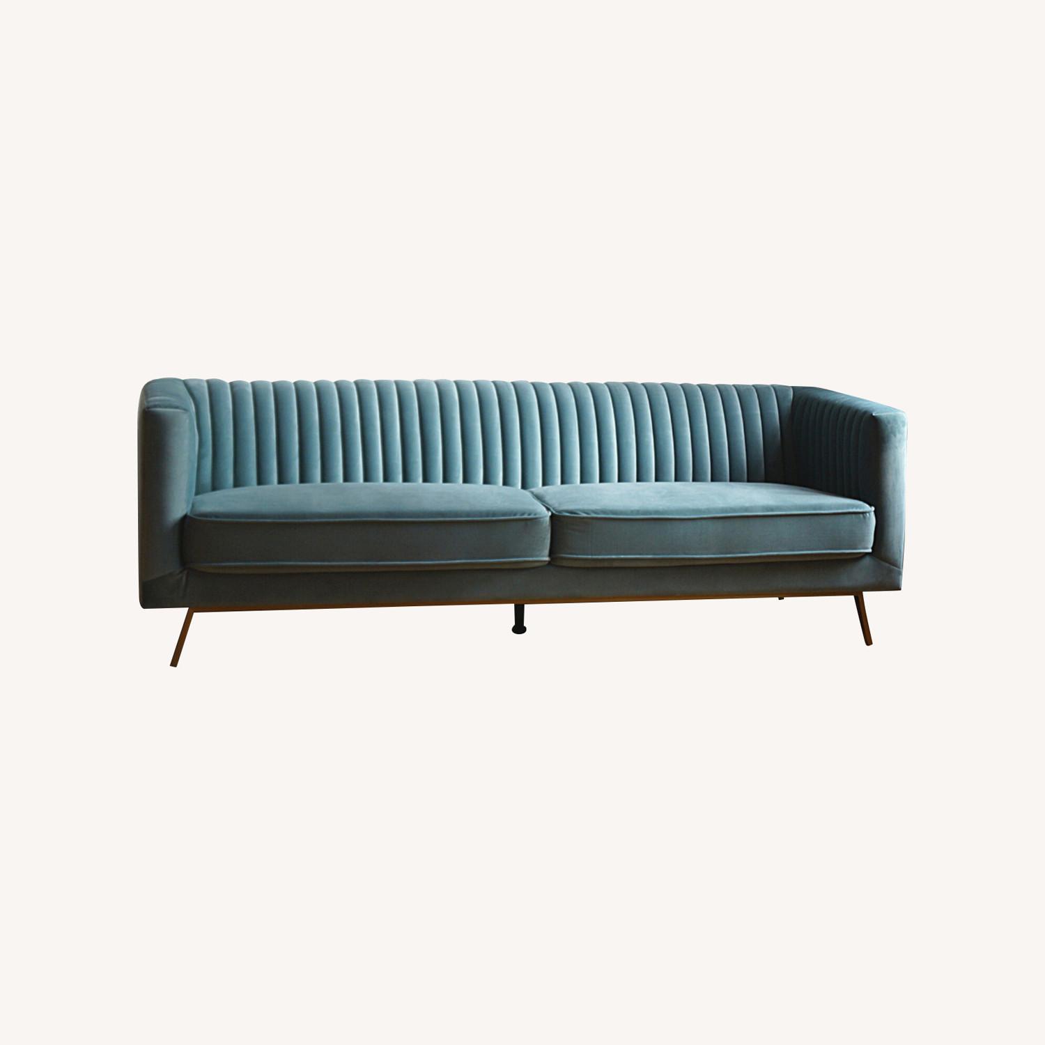 Modern Sofa in Seafoam Velvet - image-4