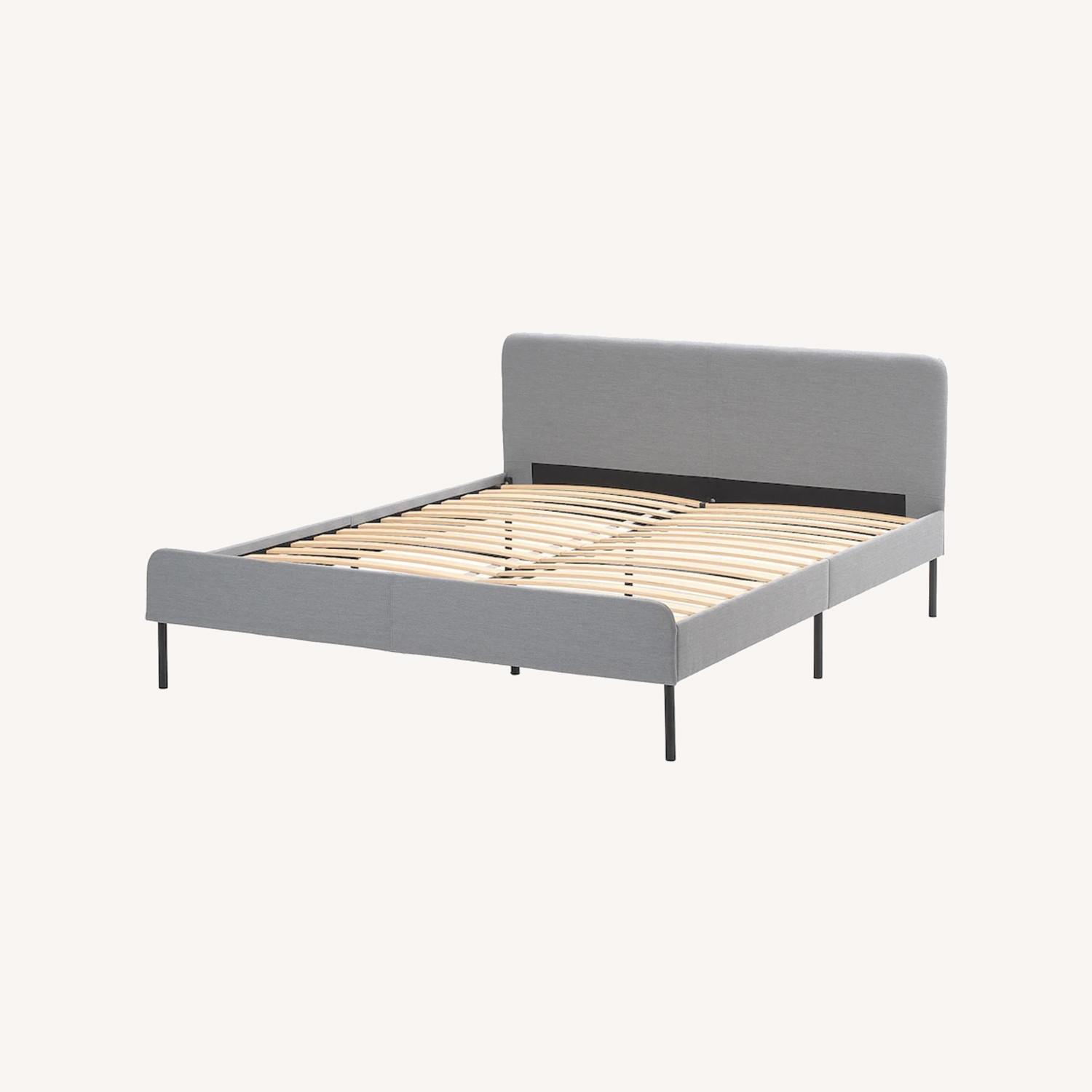 IKEA Upholstered Bed Frame, Knisa Light Gray, Full - image-0