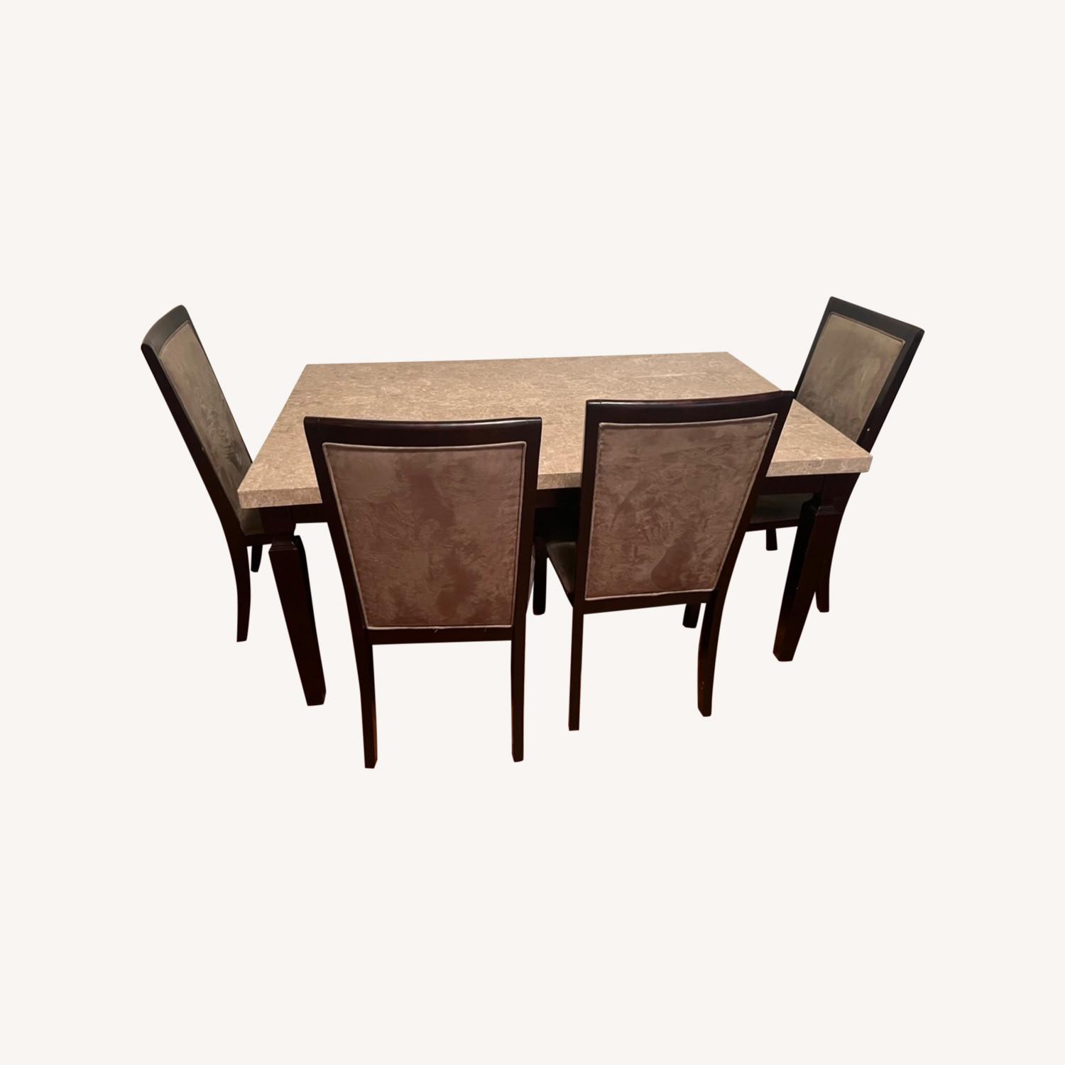 Raymour & Flanigan Marble Kitchen Table Set AptDeco