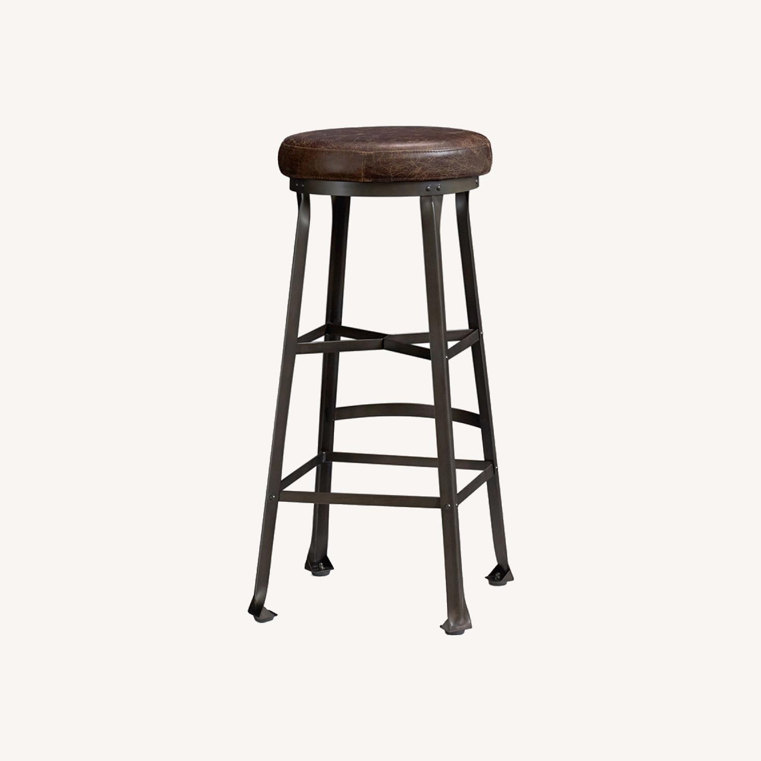 Pottery Barn Decker Leather Bar Stool, Bar Height AptDeco