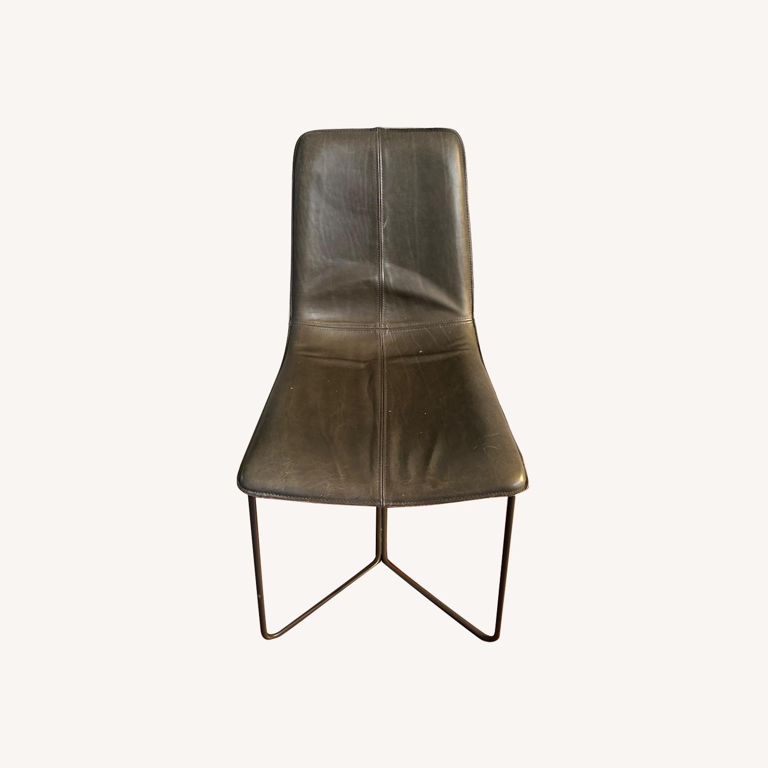 West Elm Slope Grey Leather Chair - image-0