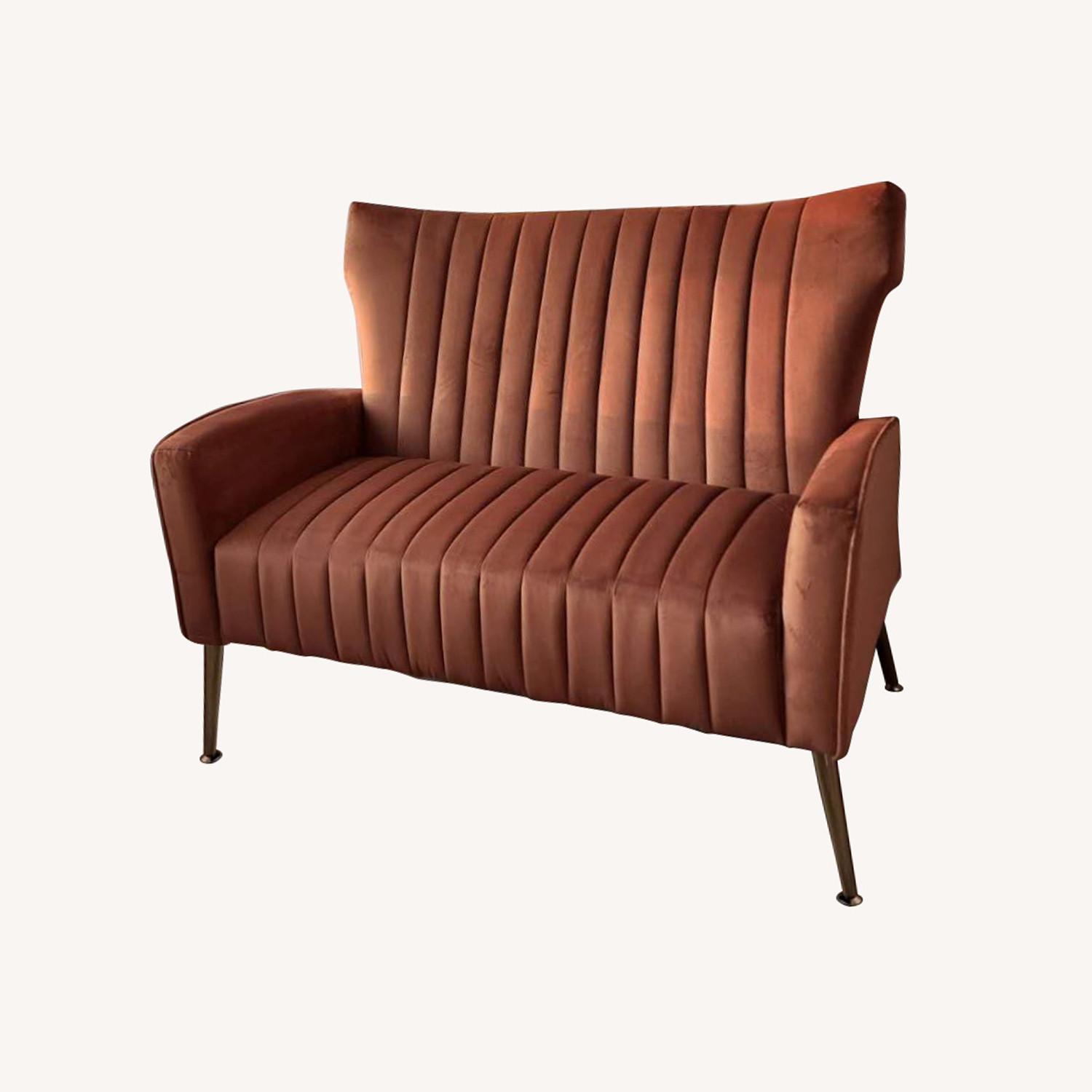 Contemporary Velvet Wingback Loveseat - image-0