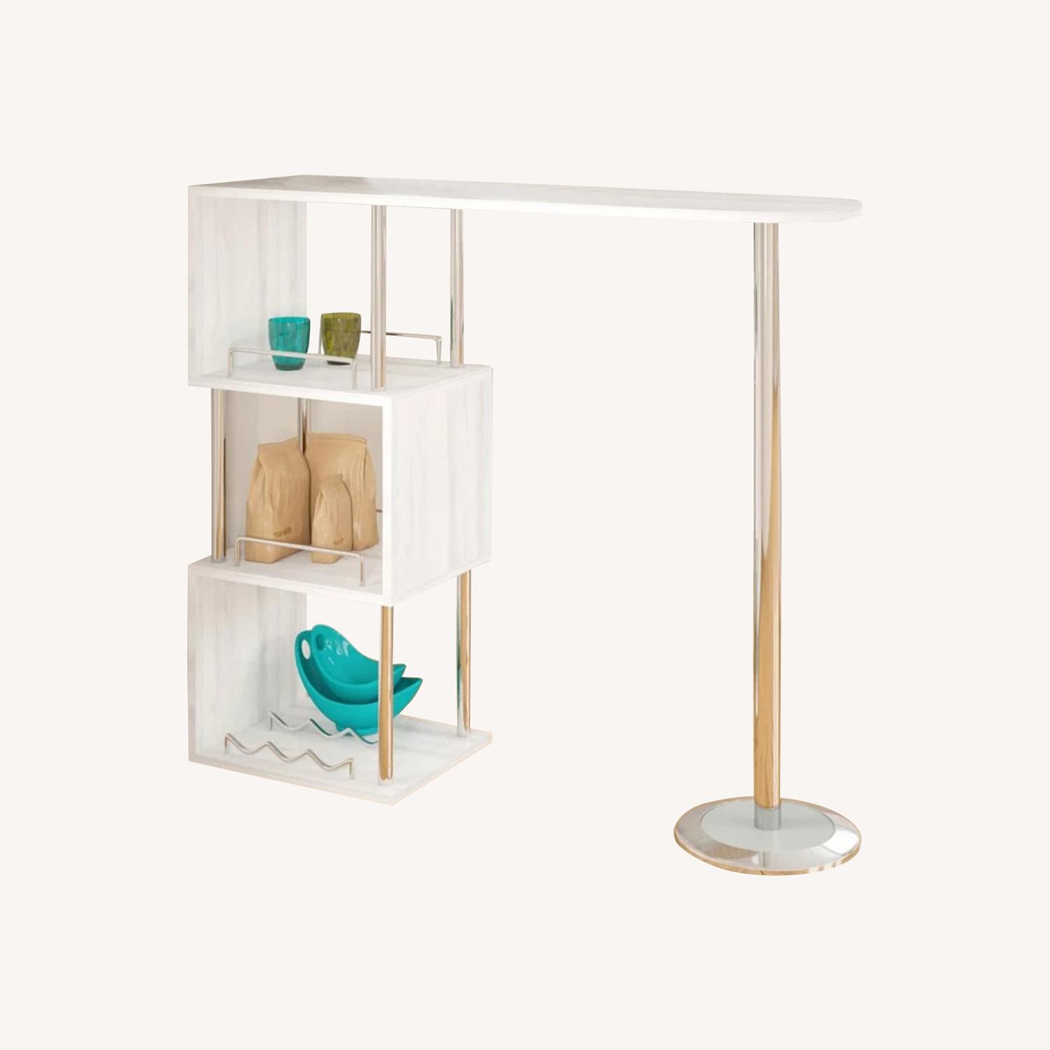 Counter Height Pedestal White Dining Table - AptDeco