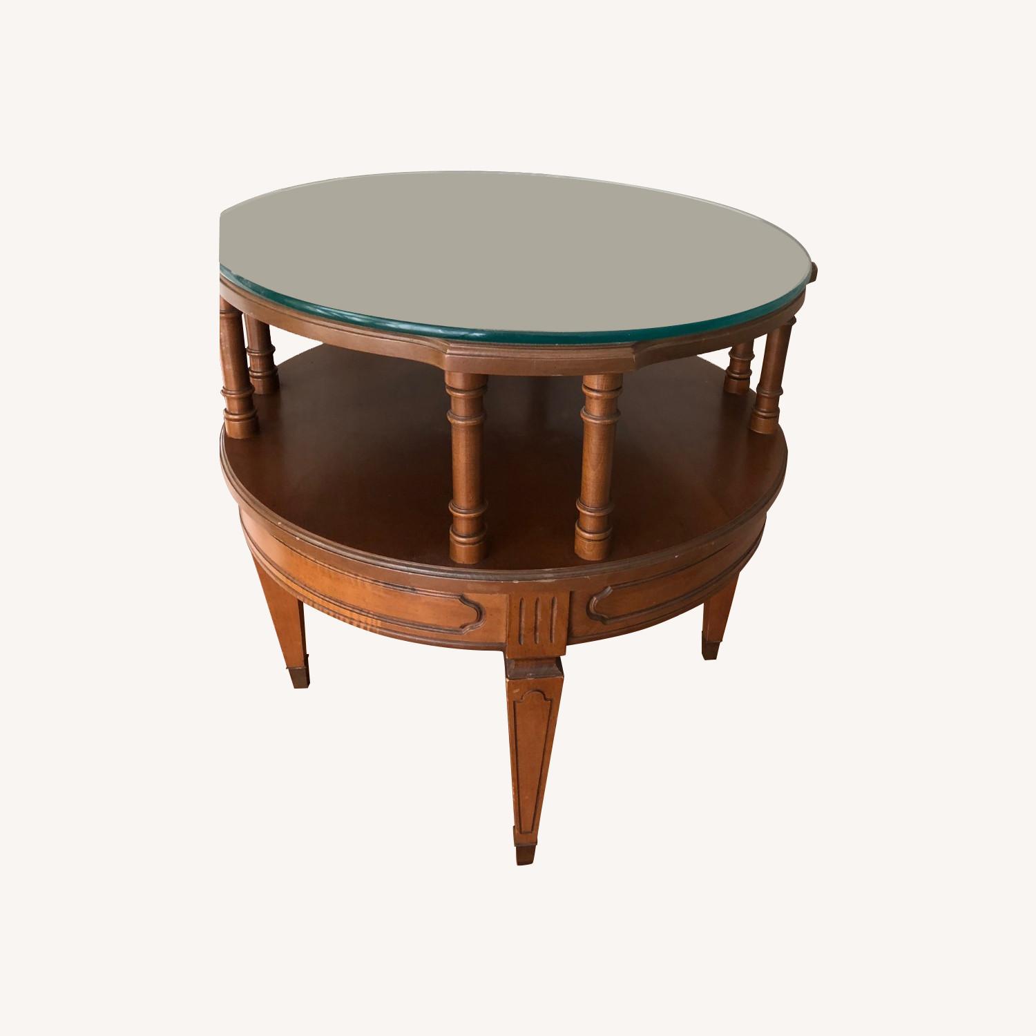 1970 Vintage Mersman Pedestal Table with Glass Top - image-8