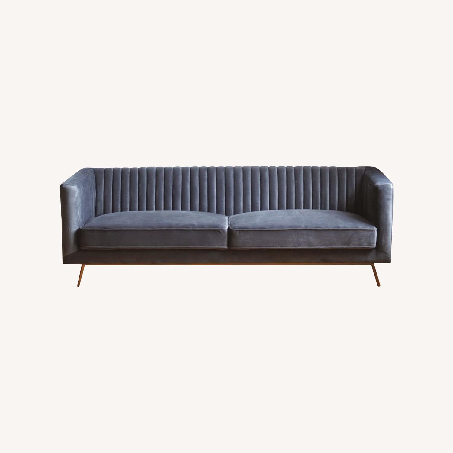 Modern Sofa in Seafoam Velvet - image-3
