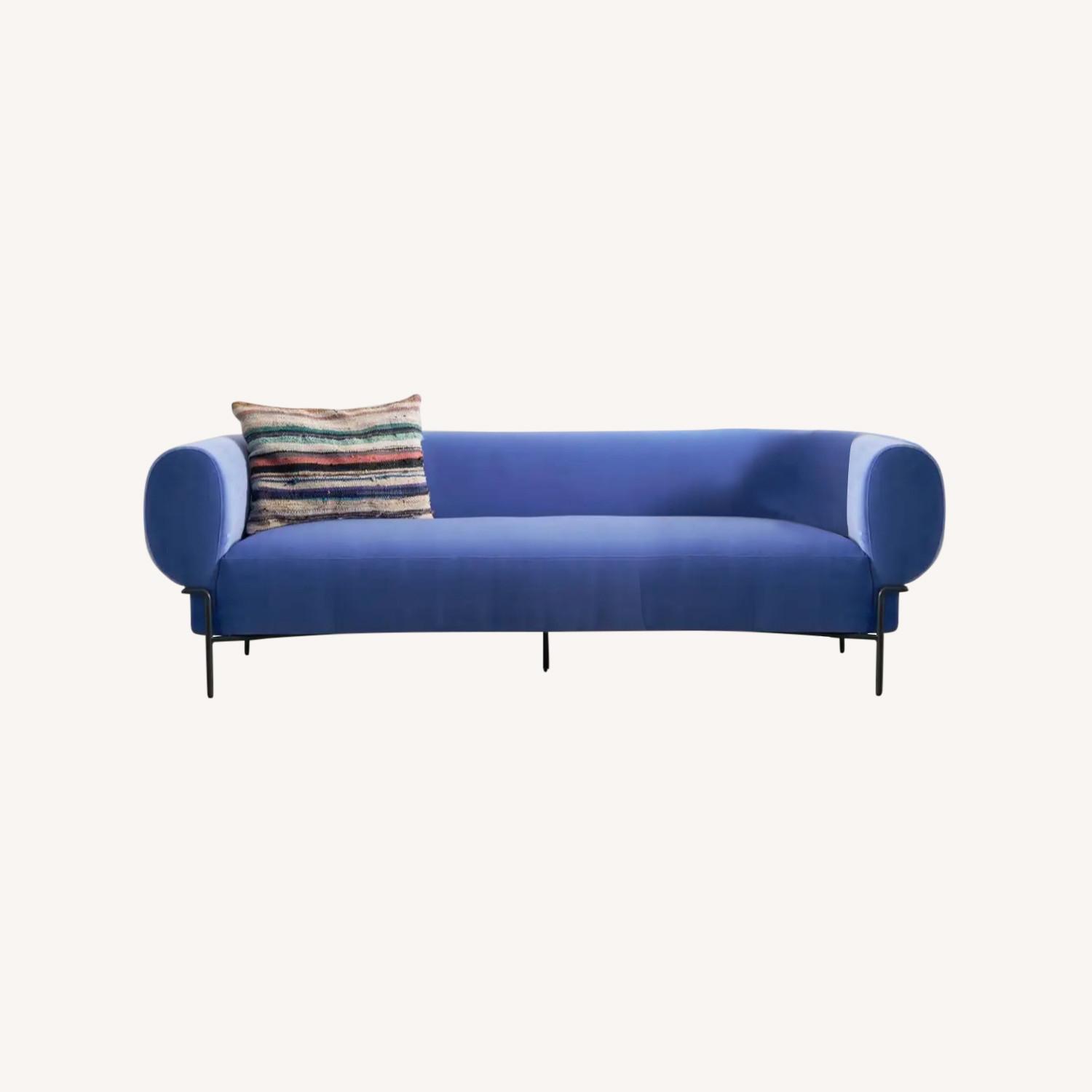 Contemporary Cornflower Blue Velvet Modern Sofa AptDeco
