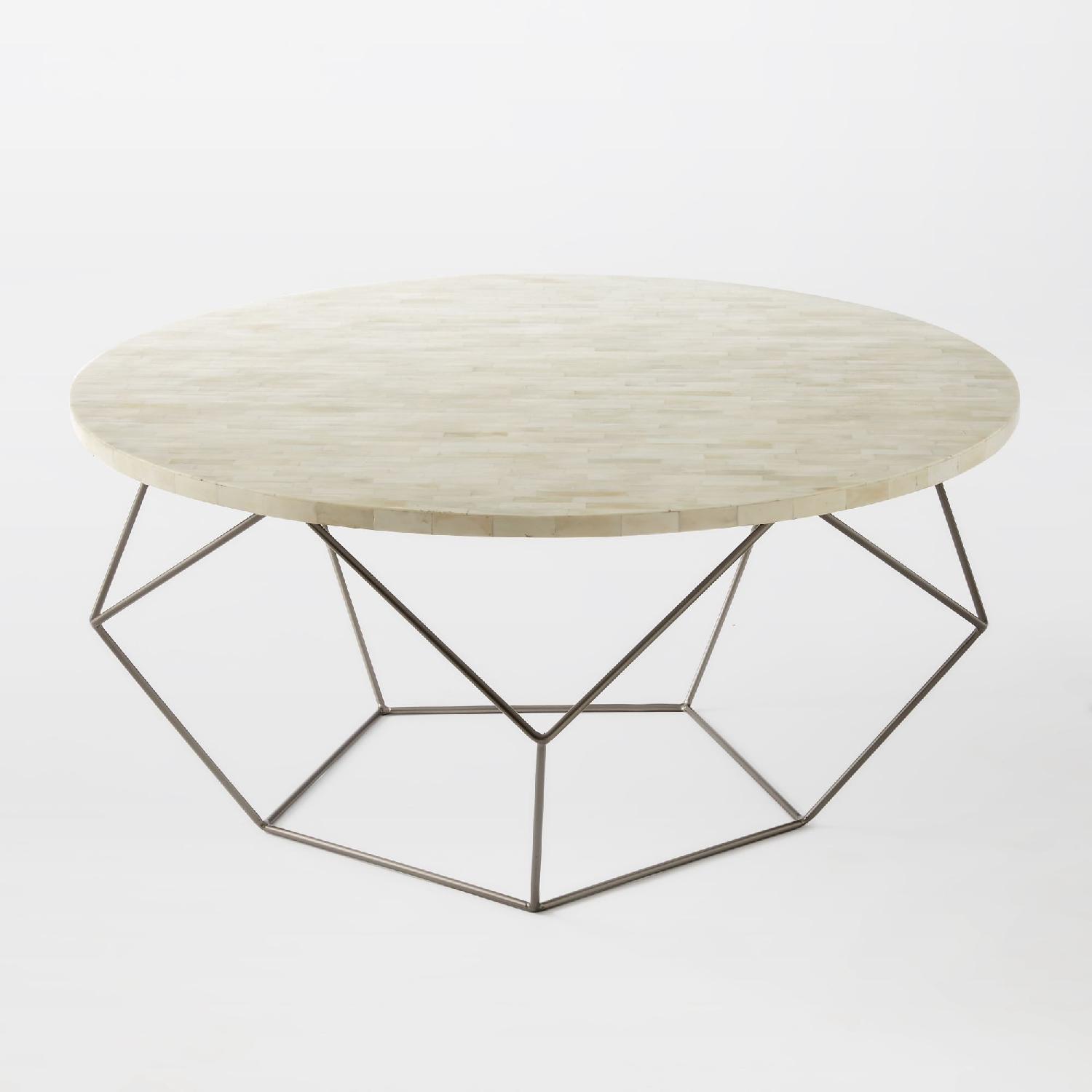 West Elm White Metal Coffee Table - image-5