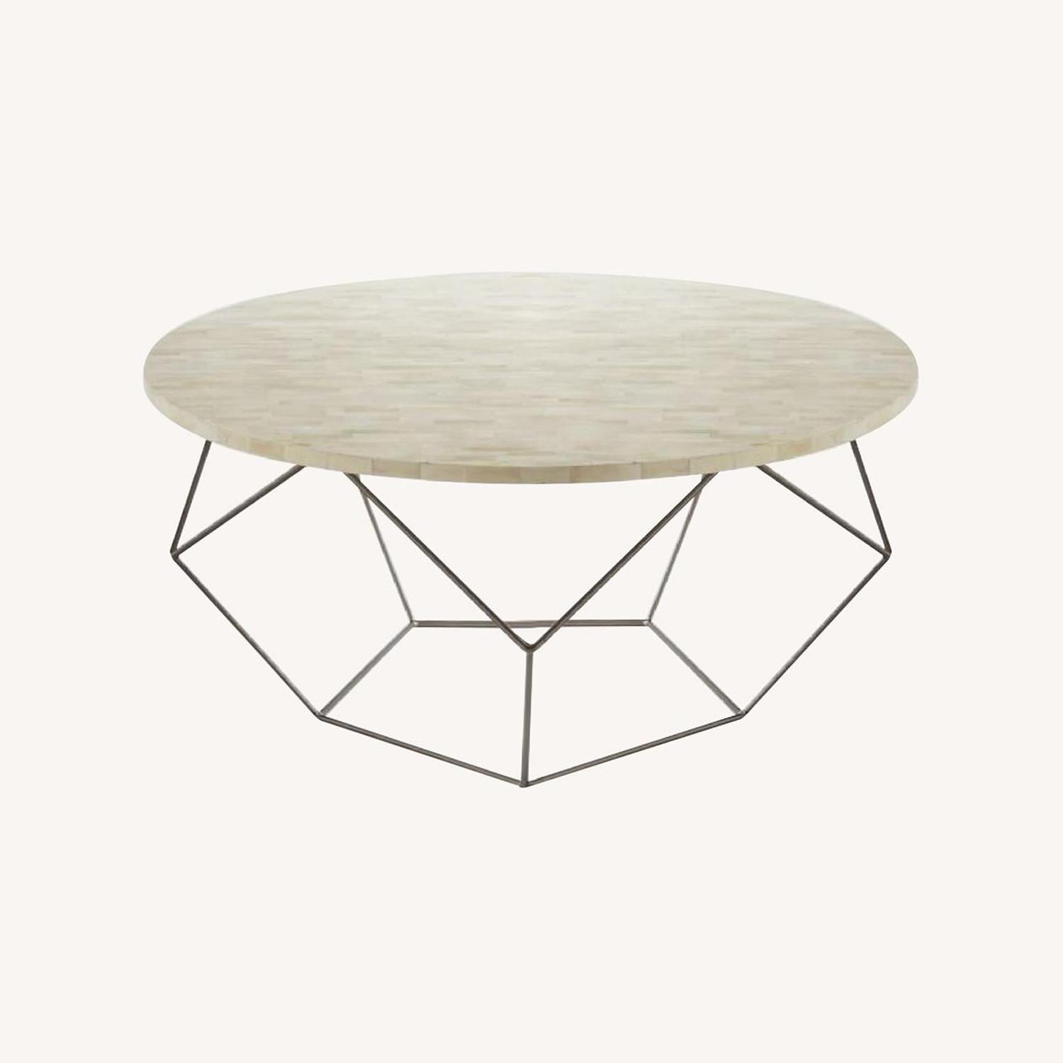 West Elm White Metal Coffee Table AptDeco
