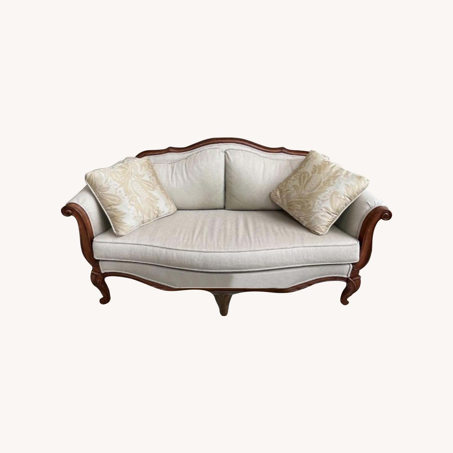Ethan Allen Wood/Upholstered Sofa AptDeco