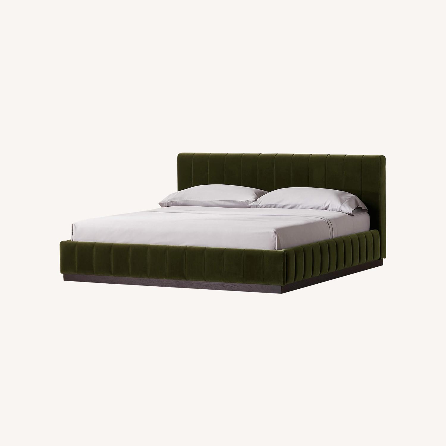 CB2 Forte Green Velvet Bed California King Bed - image-0